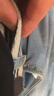 JWKE 男士双环扣帆布腰带运动休闲青年牛仔裤皮带百搭裤腰带学生裤带 浅灰条纹 115cm 实拍图