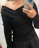 森马（Semir）长袖T恤女春季短款不对称荡领斜肩露肩紧身2026上衣109126101001 实拍图