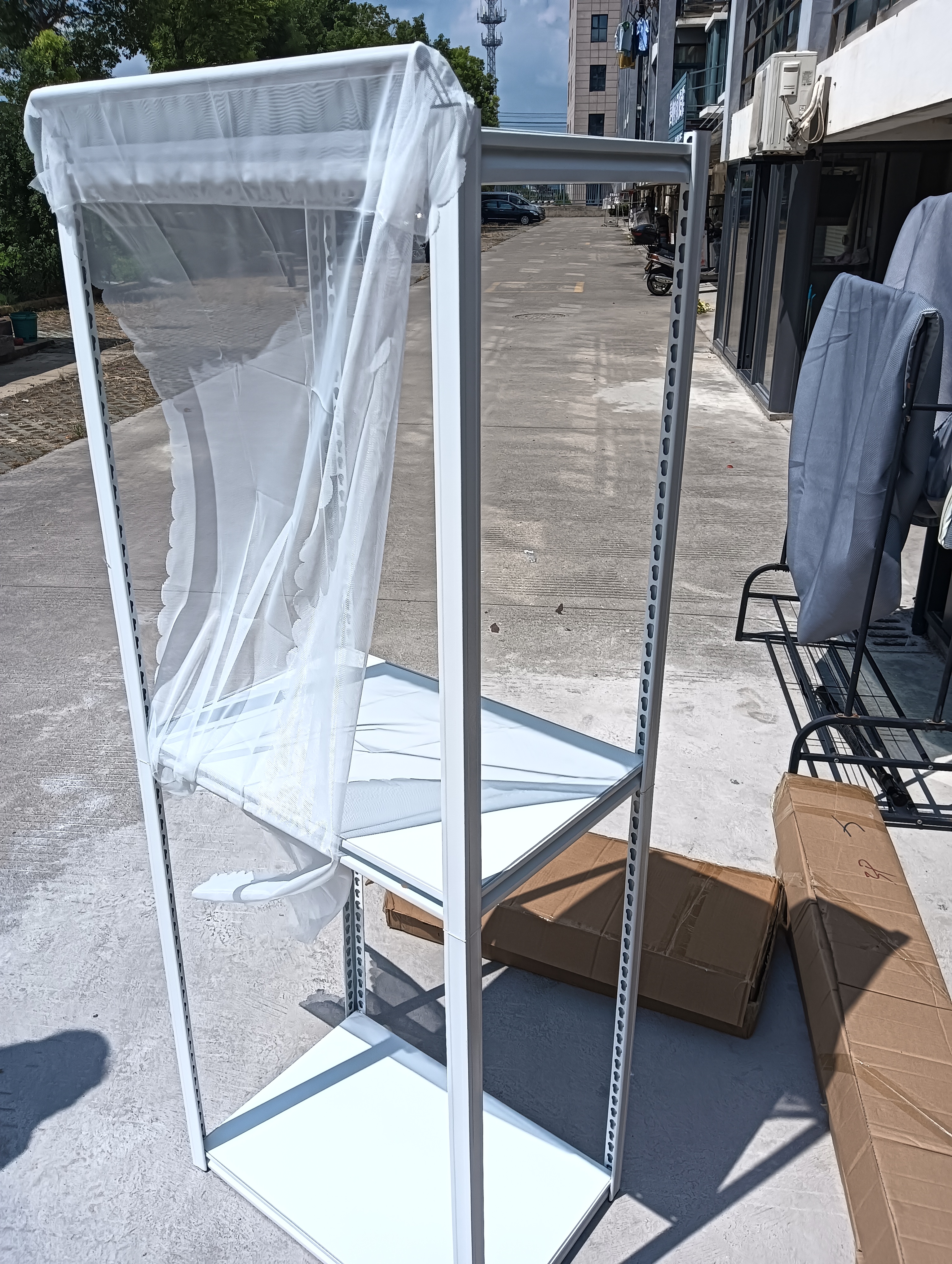 唐辑简易衣柜卧室家用出租屋全钢架结构货架衣帽架衣柜三层60*40*160 实拍图