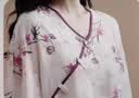古今（GUJIN）中式国风七分袖睡衣女夏新品绵绸睡裤盘扣家居服大码轻薄套装2XL 实拍图