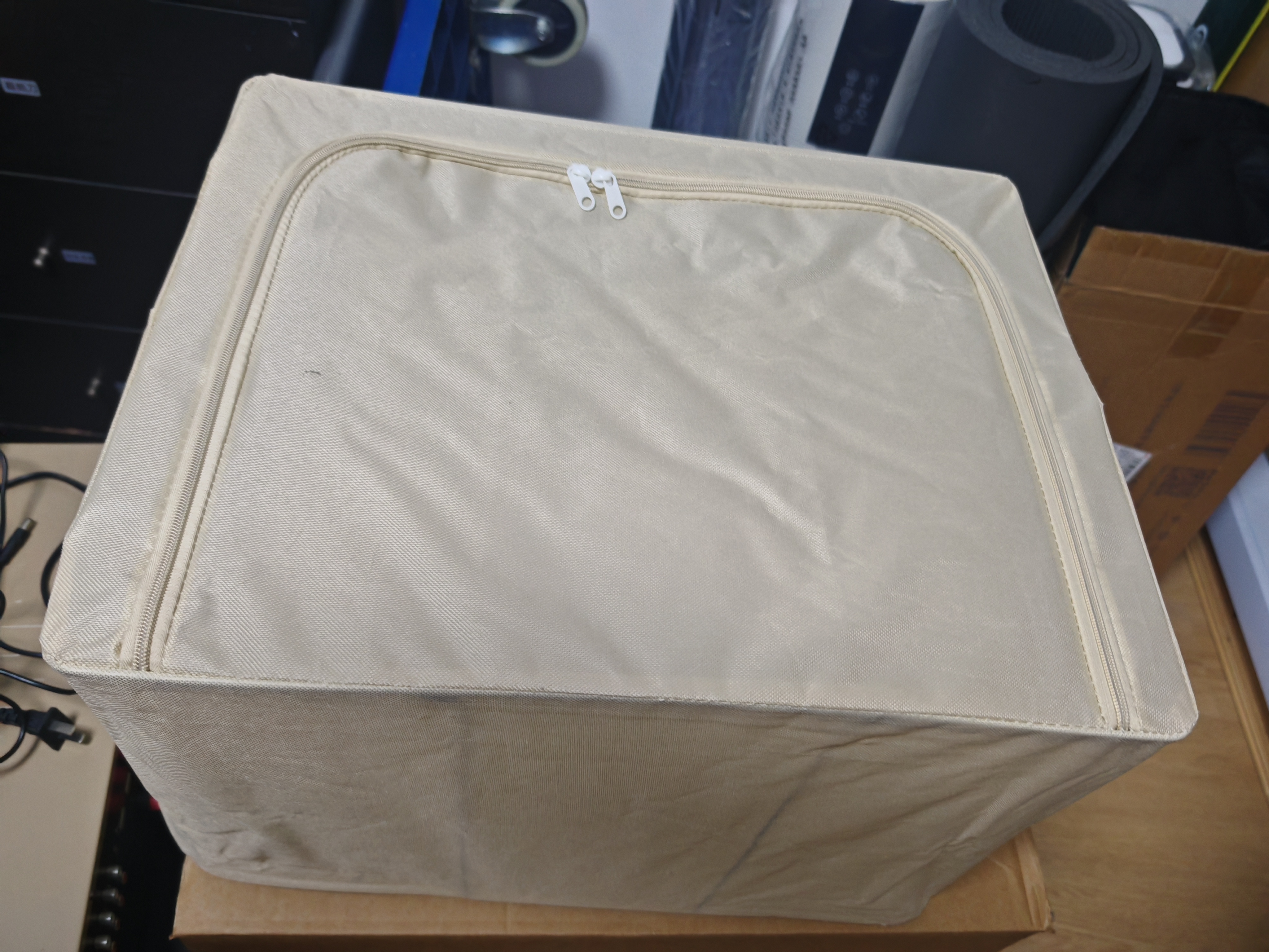 登比布艺收纳箱衣服棉被整理箱玩具衣物储物箱百纳箱 米色66L2只装 实拍图