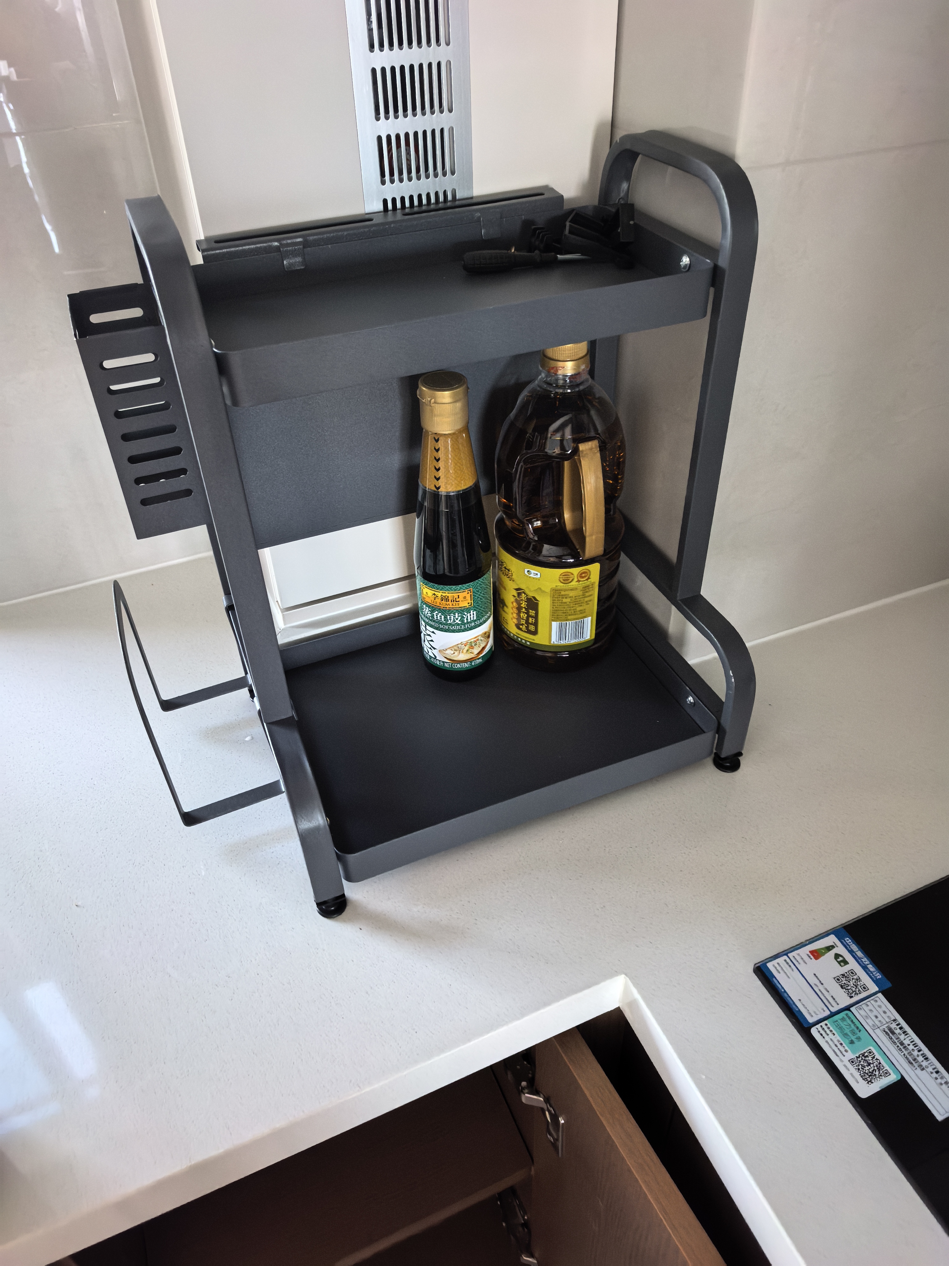 帅仕（shuaishi）厨房调料置物架台面调味品佐料瓶收纳盒用具大全刀架筷子筒砧板架 枪灰全配-2层34cm【升级加粗】 实拍图