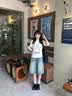 拉夏贝尔浅色美式泼墨牛仔短裤女夏薄款小个子直筒阔腿五分裤子 蓝色 2XL 实拍图