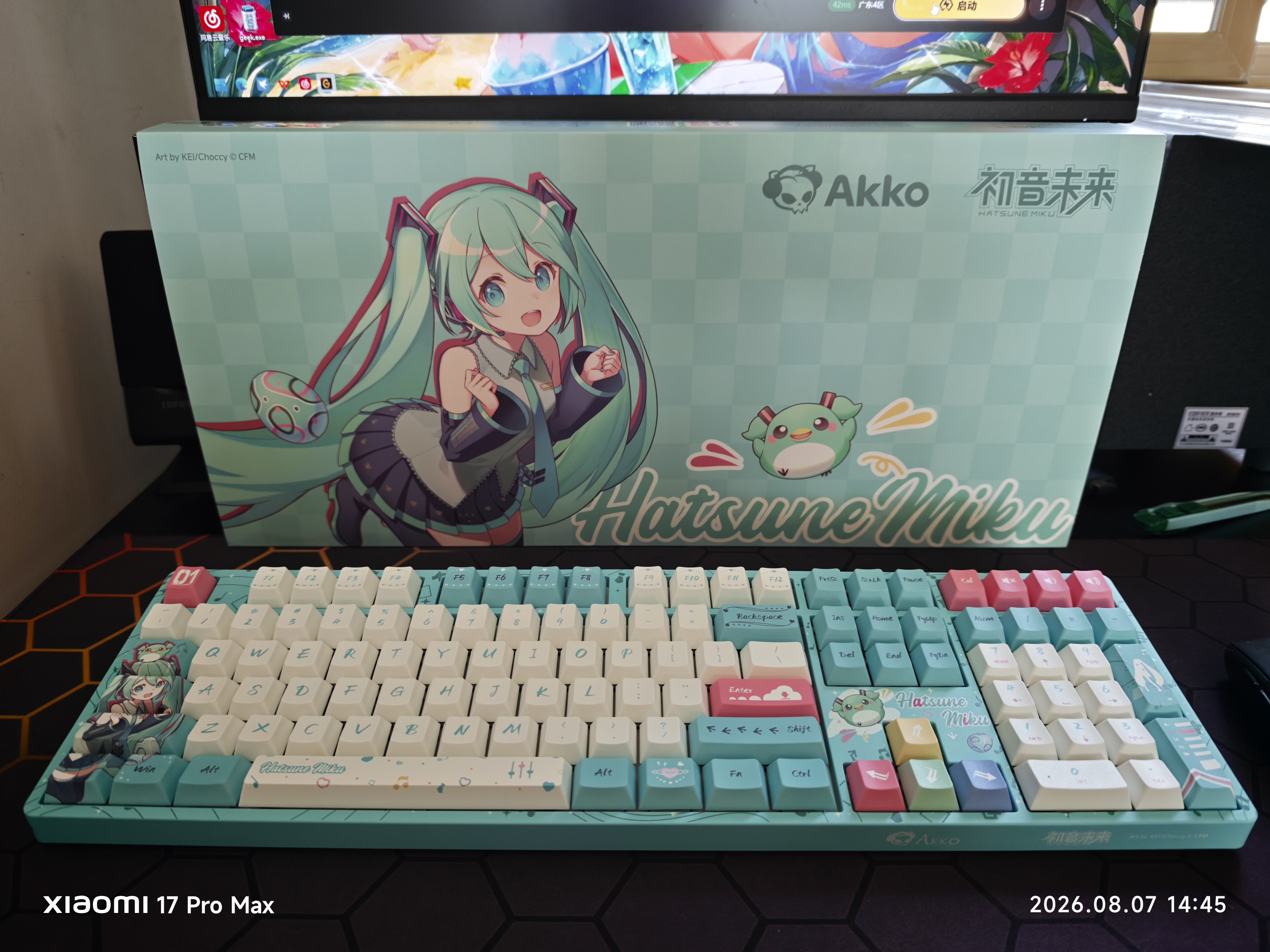AKKO初音未来二次元IP联名电竞游戏108键客制化三模机械键盘全键热插拔键盘钢琴轴-绿色款1 实拍图
