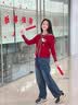 G.duck小黄鸭童装女童套装春秋2026新款儿童衣服女孩中大童条纹毛衣裤子 童话毛衣+愤怒鸟牛仔裤 150 建议140-150cm11-12岁 实拍图