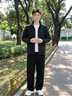 罗蒙（ROMON）夹克男潮流春秋季商务行政立领宽松休闲防风外套男装JK83黑色XL 实拍图