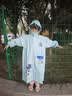 牧萌儿童雨衣带书包位男女童女孩加长全身学生雨披 蓝太空人 3XL 实拍图