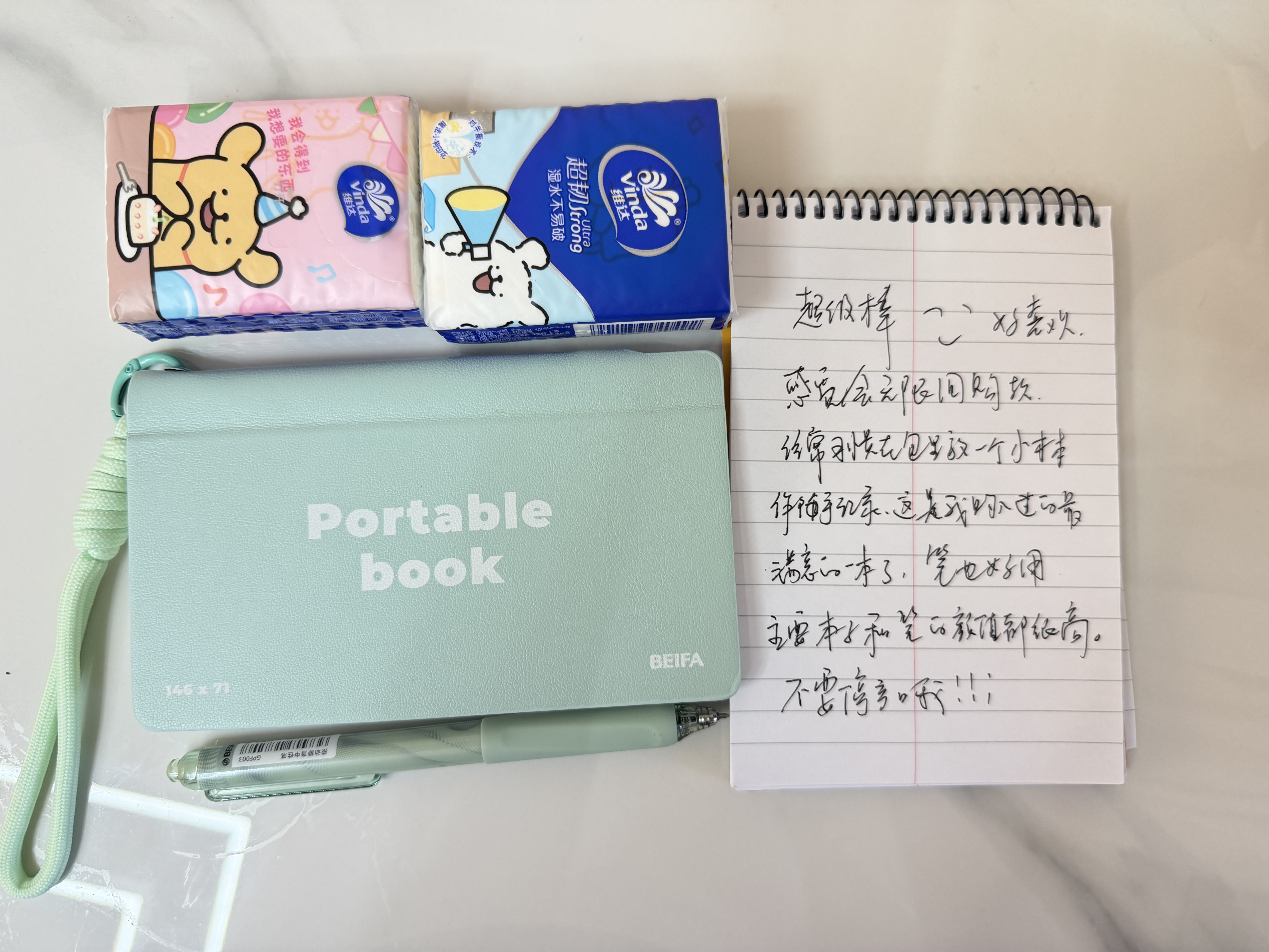 BEIFA羊巴皮皮面便携本随身便携手帐记事本学生便签本计划本工作笔记办公用会议记录本挂件本 曼波绿 实拍图