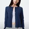 优衣库提花罗纹印花开衫/长袖女装485717 491601 491601/69藏青色(樱桃图案) L 实拍图