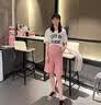 晴碧琳孕妇裤 夏季薄款短裤外穿大码休闲托腹宽松高腰冰丝阔腿裤 粉色【腰腹可调节】 大码丨参考体重110-140斤 实拍图