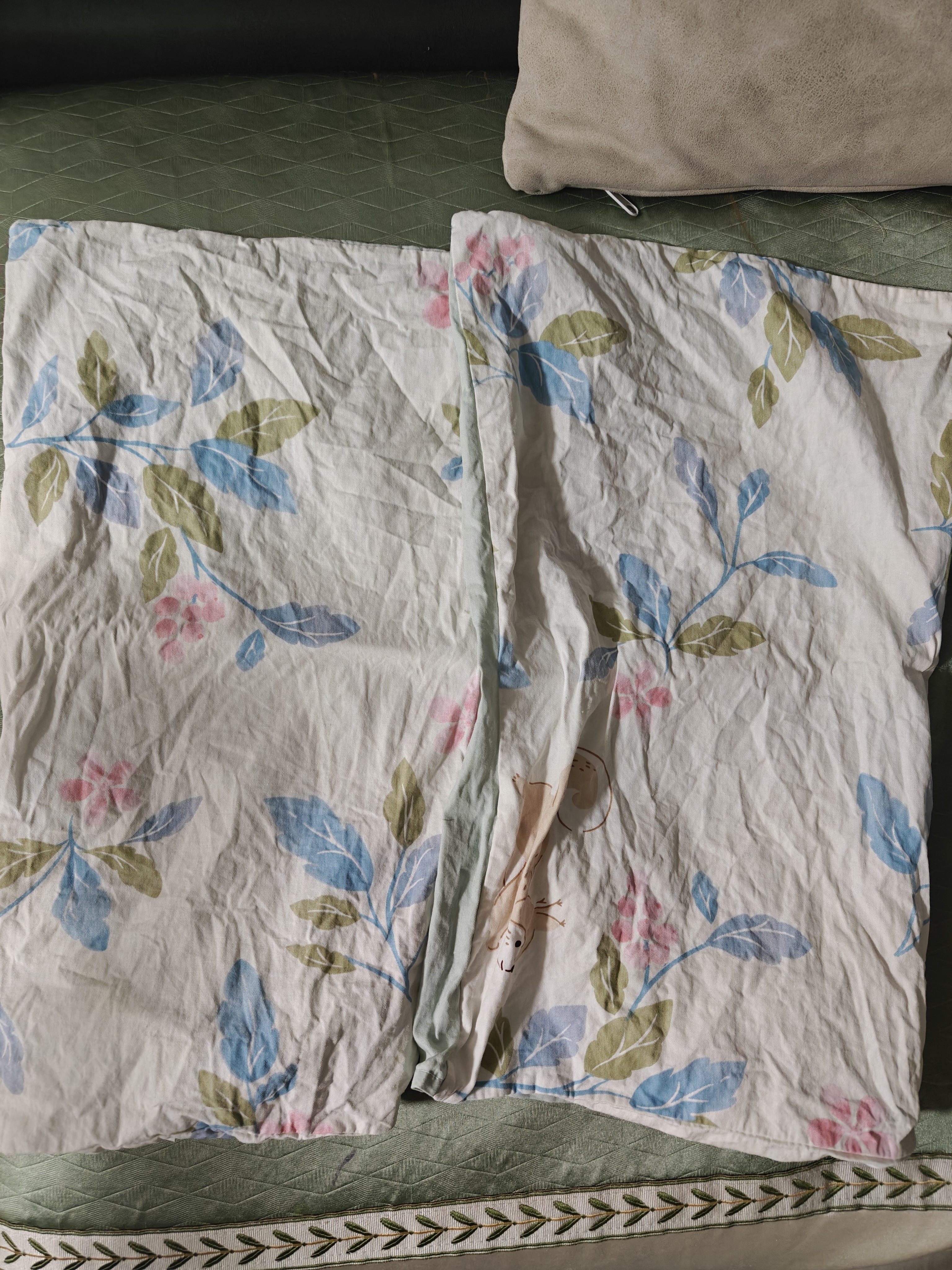 金号全棉儿童枕套 A类7A抗菌防螨枕芯套幼儿园枕头套浅茉30*50cm*2 实拍图