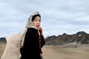 泉碧焱纱巾披肩女夏季沙漠民族风头巾海边棉麻围巾西北旅游穿搭拍照神器 浅米色纱巾披肩 【尺寸：180*120cm】 实拍图