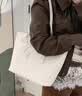 纽芝兰（NUCELLE）【Angelababy同款】香槟金编织女包26新款轻奢小众hobo女士托特包 松月白中号+有肩带子母袋 【可放11寸Ipad】 时尚高端品牌送女友 实拍图