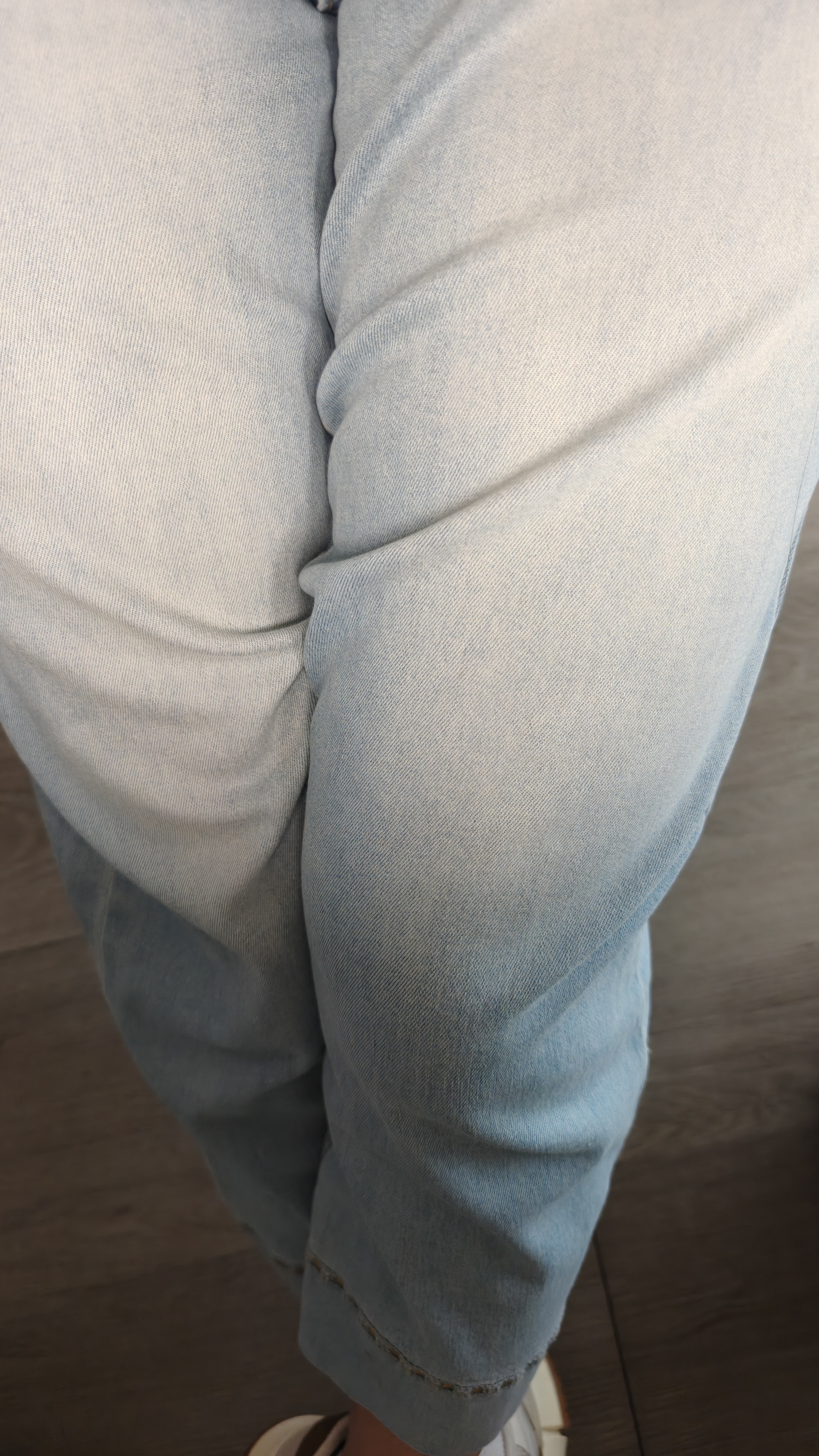 拉夏贝尔莱赛尔天丝直筒牛仔裤女高腰显瘦九分冰丝阔腿裤 浅蓝色 M 实拍图