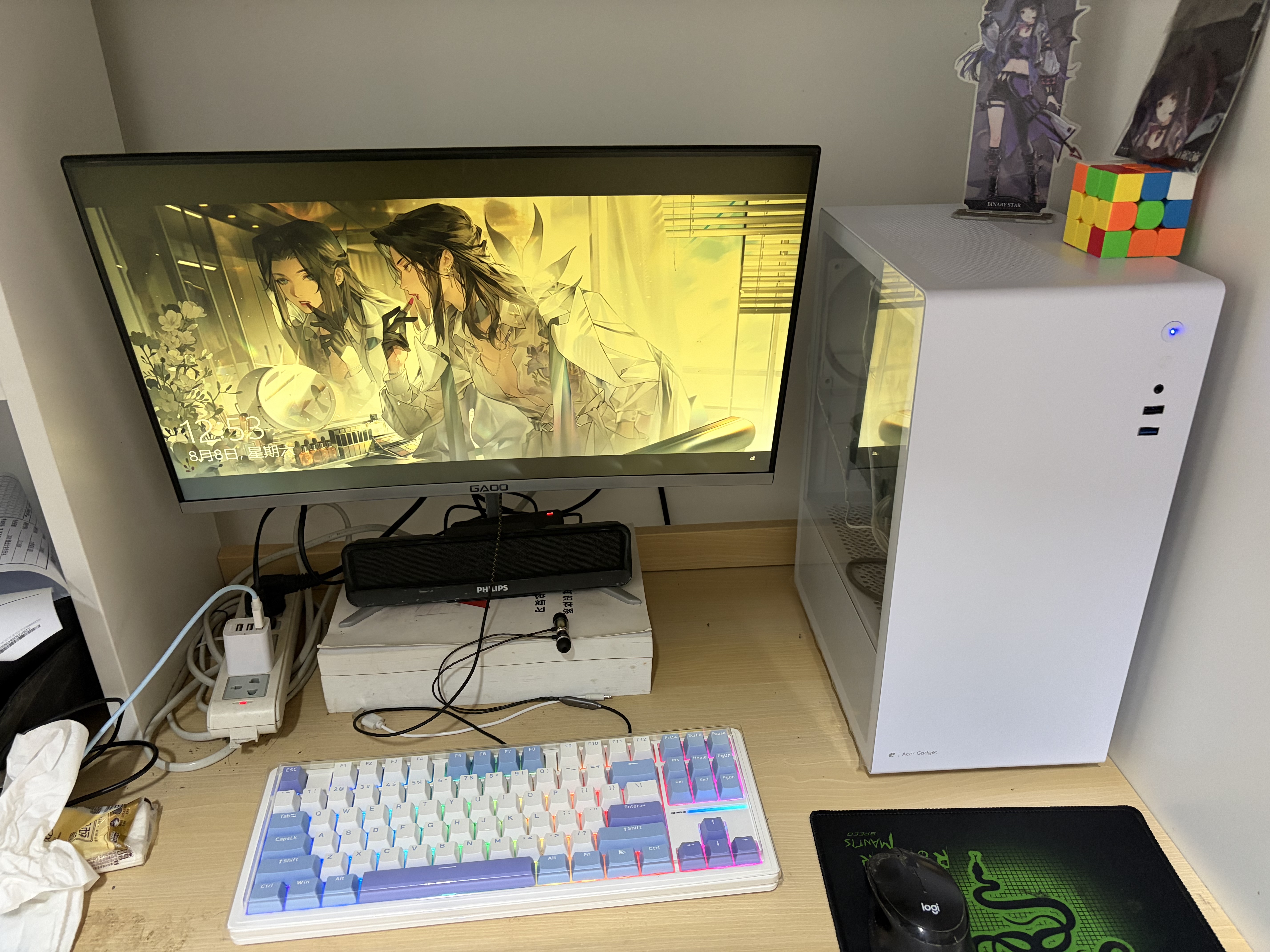 新盟M87PROV2三模无线机械键盘有线蓝牙87键配列办公静音轴客制化全键热插拔gasket电竞游戏笔记本电脑 星光白-三模热插拔-水蜜桃V3轴【静音】 87键 实拍图