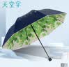 天堂伞伞双层防晒伞防紫外线太阳伞雨伞晴雨伞两用小清新遮阳伞 藏青色（双层树叶） 实拍图