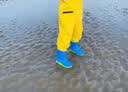 臻佑（Grsaed）赶海连体裤儿童下水裤捉鱼玩水涉水服水裤水鞋一体玩沙水裤黄36码 实拍图
