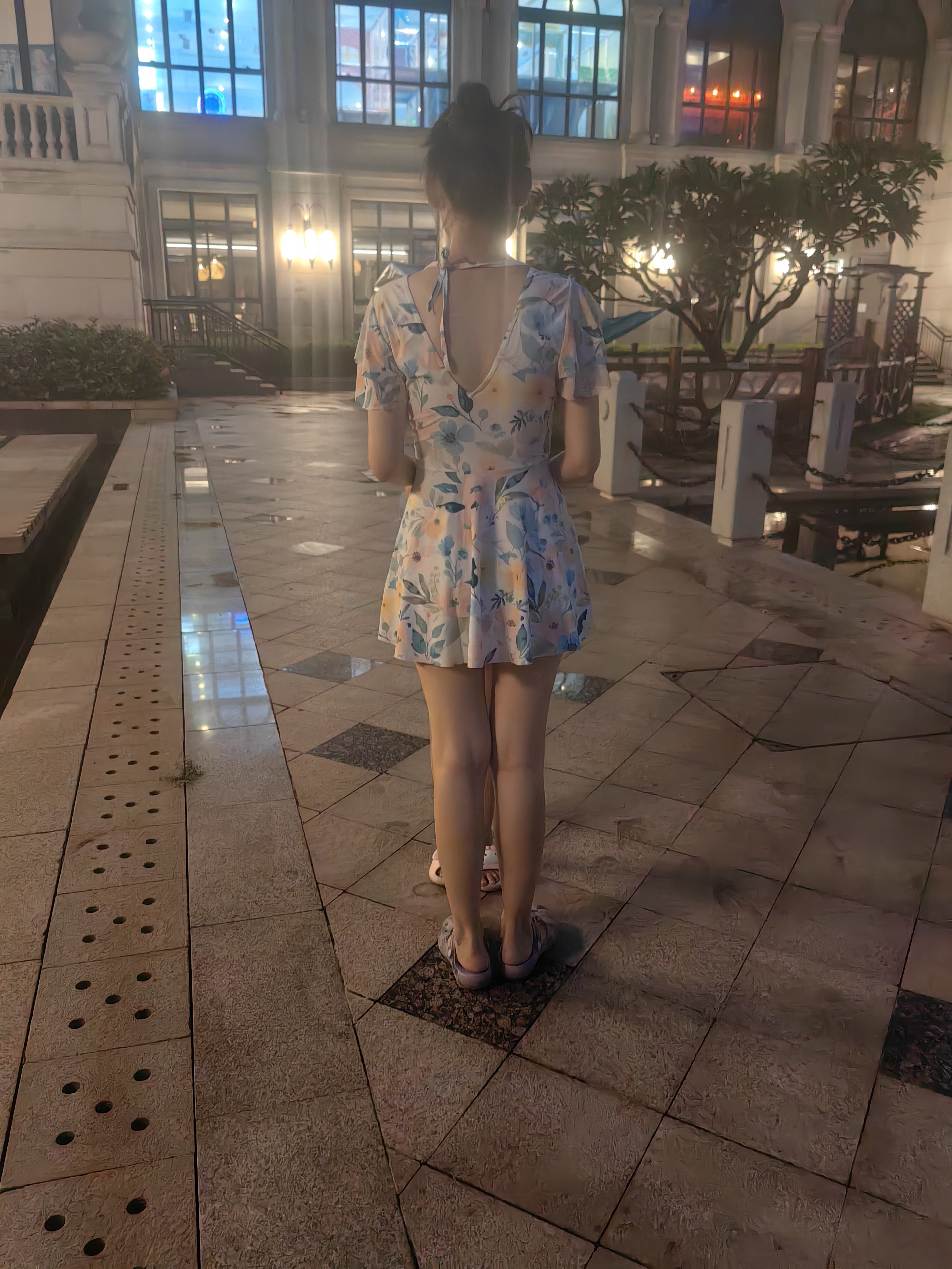 梵迪拉（F.DYRAA）泳衣女士温泉遮肉显瘦连衣裙子夏季透气游泳衣三件套15024黄色L 实拍图