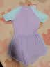 李宁（LI-NING）儿童泳衣女童拼色短袖连体平角游泳衣保守休闲款泳装0052紫蓝150 实拍图