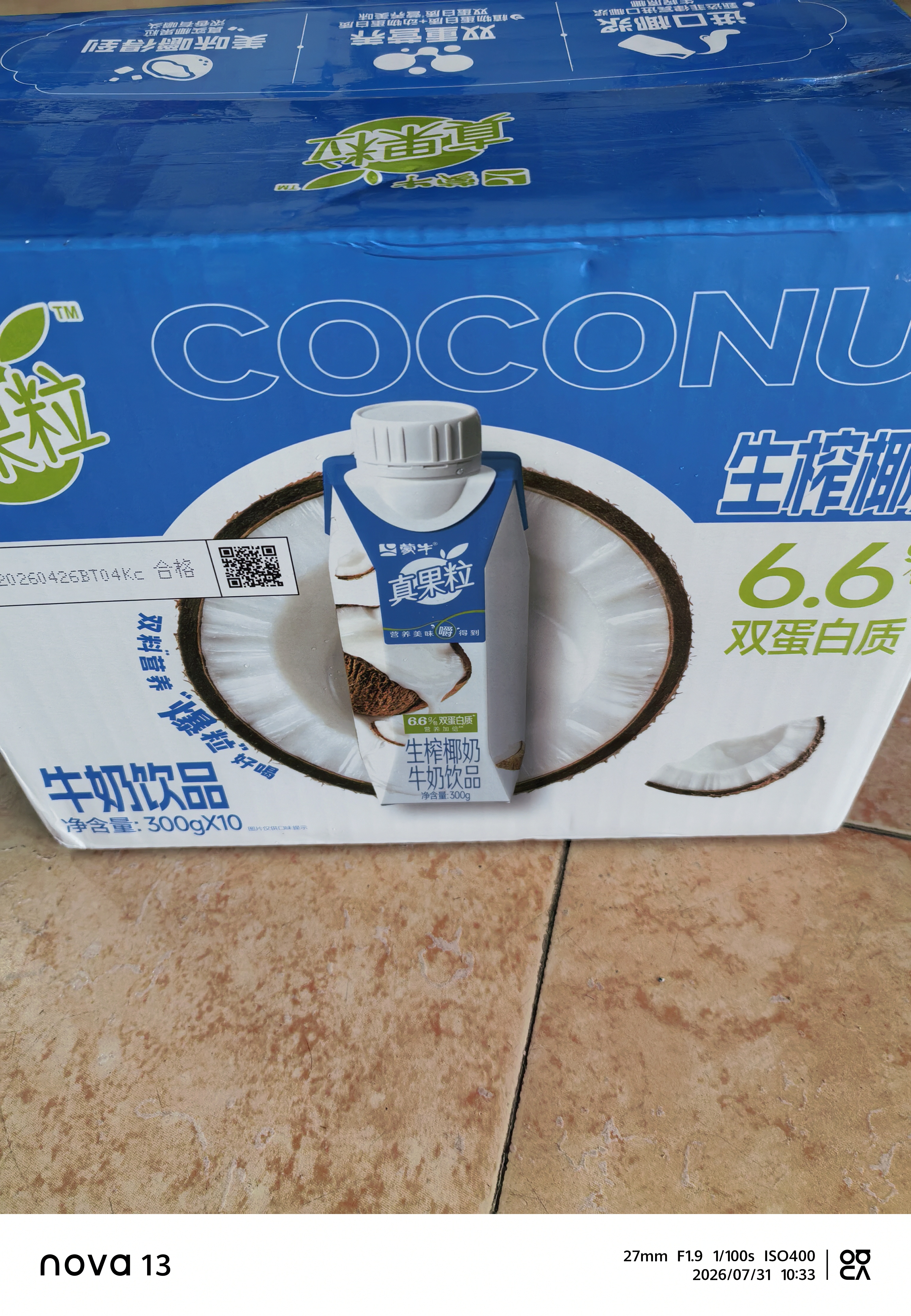 蒙牛真果粒牛奶饮品生榨椰奶含乳饮料300gx10盒 龚俊同款 送礼礼盒 实拍图