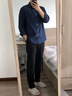 JEEP SPIRIT纯色衬衫2026新款宽松休闲衬衣外套男装上衣服男长袖衬衫亚麻衬衫 藏青色【品牌优选】 M 90-105斤【品牌优选】 晒单实拍图