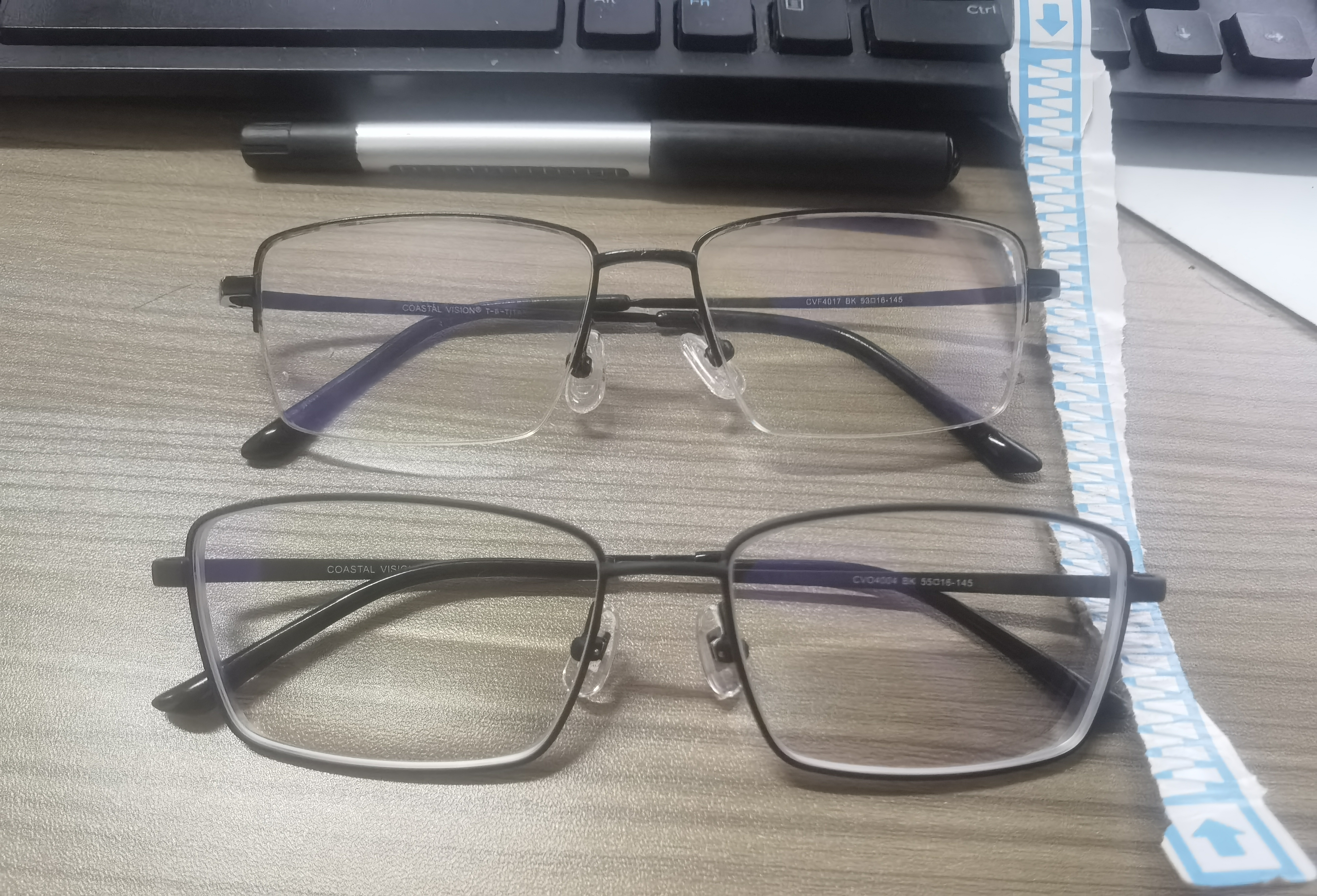 依视路（ESSILOR） 钻晶系列高清耐磨防蓝光近视超薄镜片专业配度数眼镜架男女镜框 钛+金属-全框-4004BK-黑色 镜框+依视路A4防蓝光1.56现片 实拍图