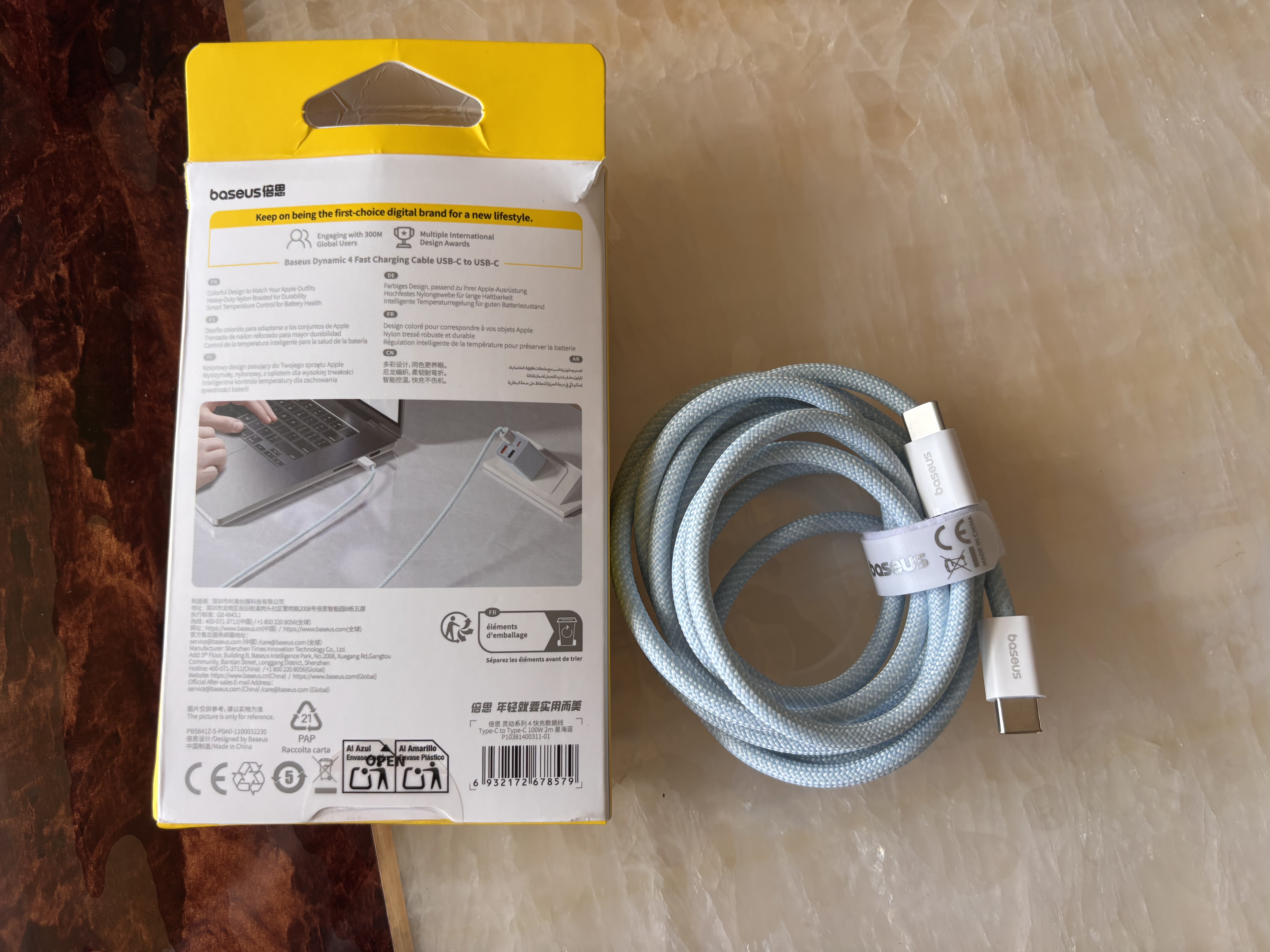 倍思苹果充电线双头type-c数据线PD100W适用iPhone17Promax/16e/15手机Mac电脑iPad华为荣耀小米2m蓝 实拍图