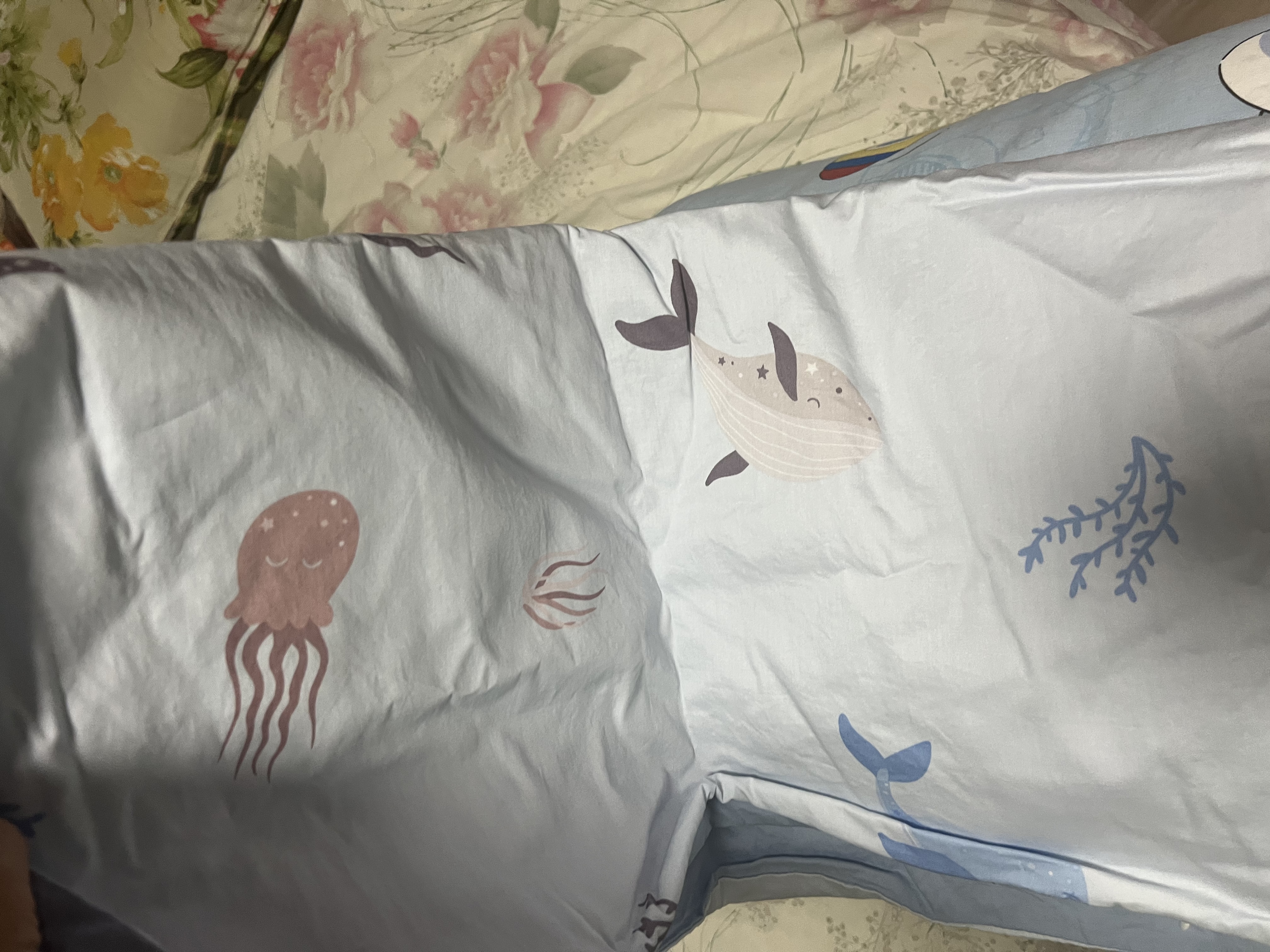 水星儿童（MERCURY Kids）幼儿园全棉抗菌床褥罩(海蓝色/海洋)60cm×135cm 婴幼儿A类 实拍图