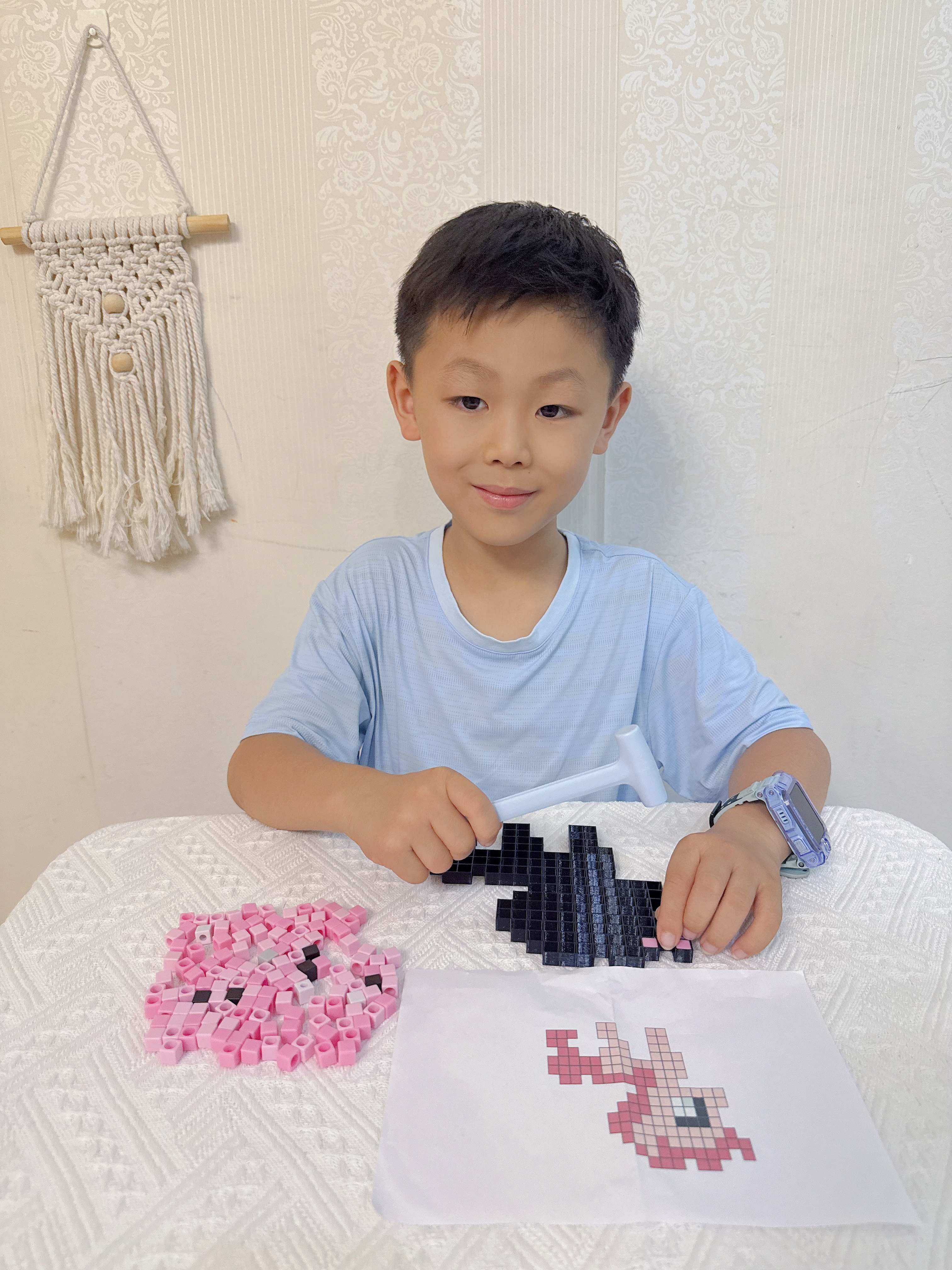 尚美贝贝儿童敲拼豆豆玩具套装手工diy材料包益智拼装搭男孩女孩生日礼物 实拍图