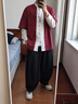 花花公子（PLAYBOY）棉麻中国风男装新中式轻国潮唐装男士茶服汉服外套男款休闲上衣 红色【专柜品质】 M 90-110斤【专柜品质】 晒单实拍图