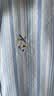 茵曼（INMAN）文艺学院风条纹衬衣女2026夏季撞色翻领绣花宽松舒适时尚衬衫 蓝白条纹-F18525494 71.4%聚酯纤维 22.1%棉 S 实拍图