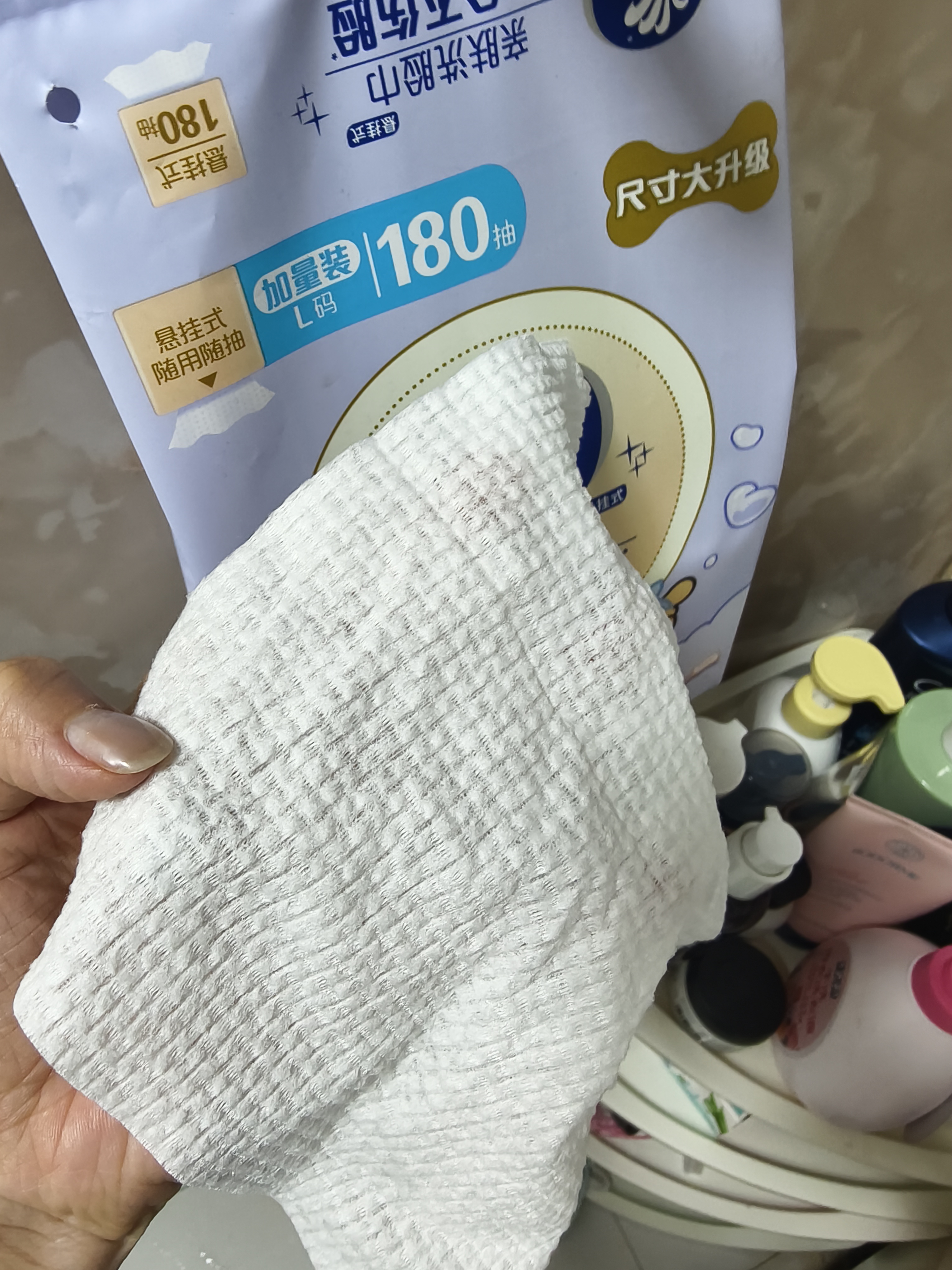 维达（Vinda）洗脸巾线条小狗联名180抽*2提 整箱悬挂一次性毛巾 实拍图