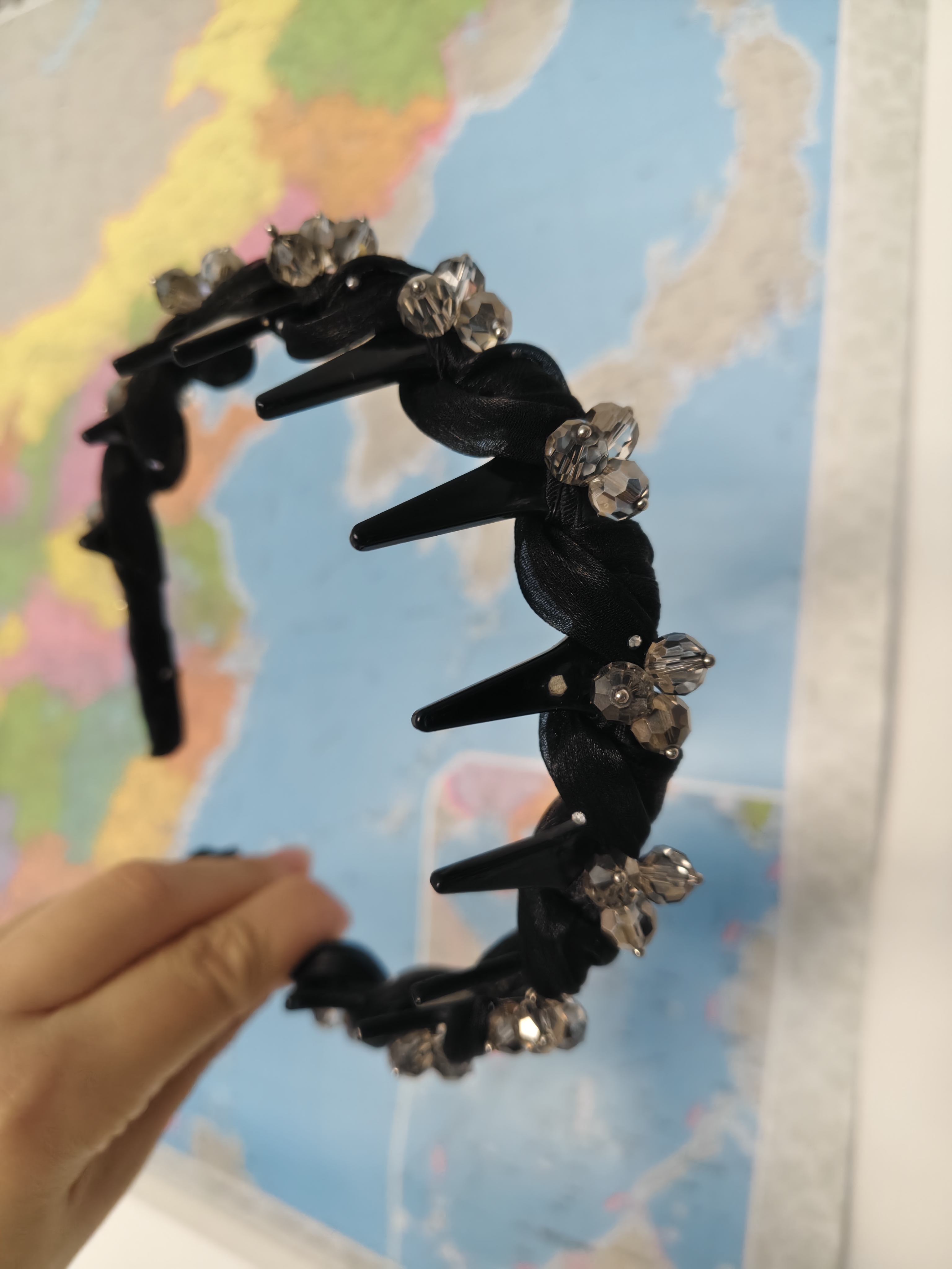 烨翡俪路易斯巴黎王妃水晶钻发箍女百搭头饰高颅顶头箍发卡高级感发饰黑 实拍图