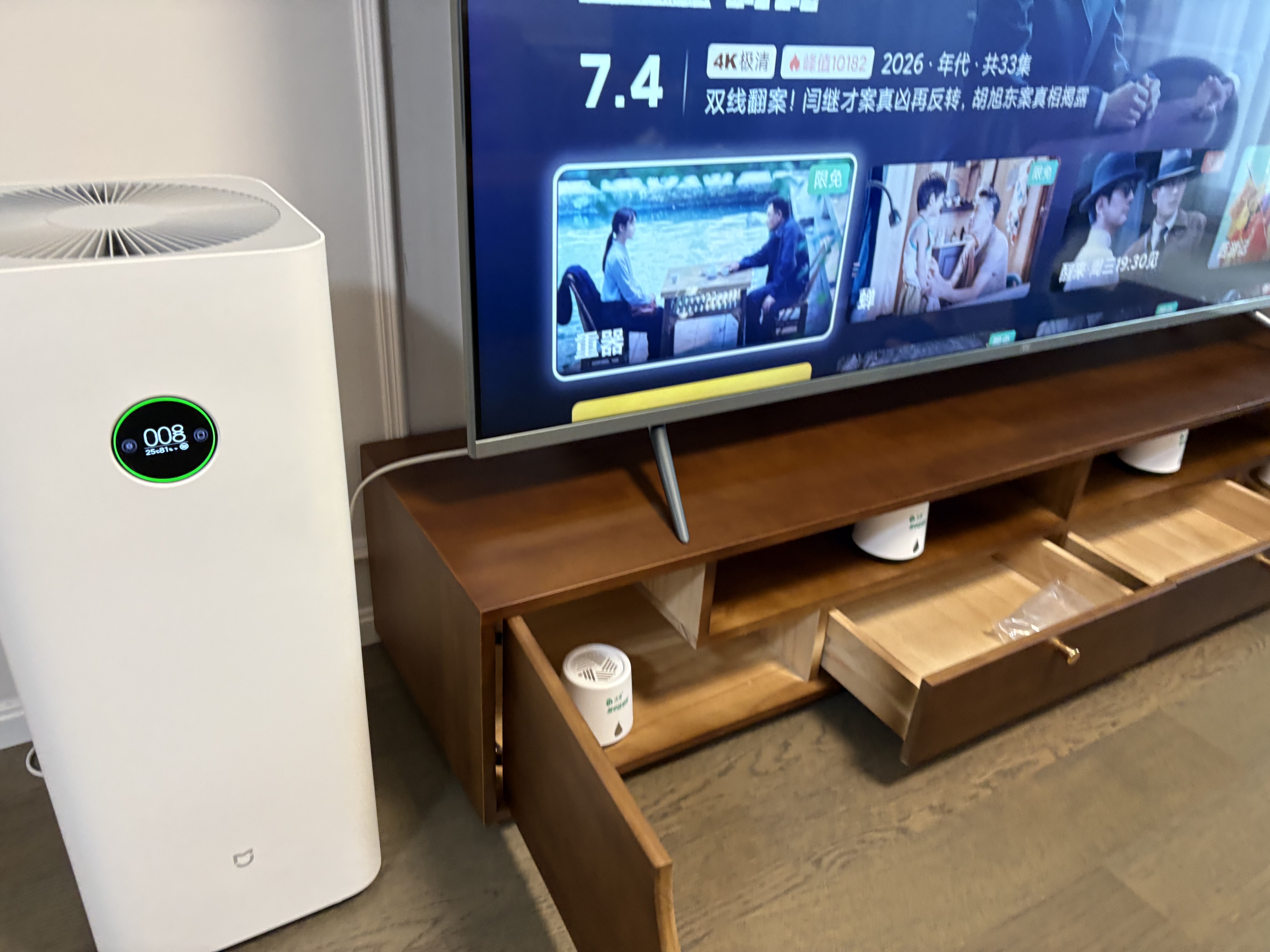 舒歌电视柜实木落地茶几组合小户型客厅抽屉电视机组合柜电视柜全实木 胡桃色180*38*31CM 实拍图