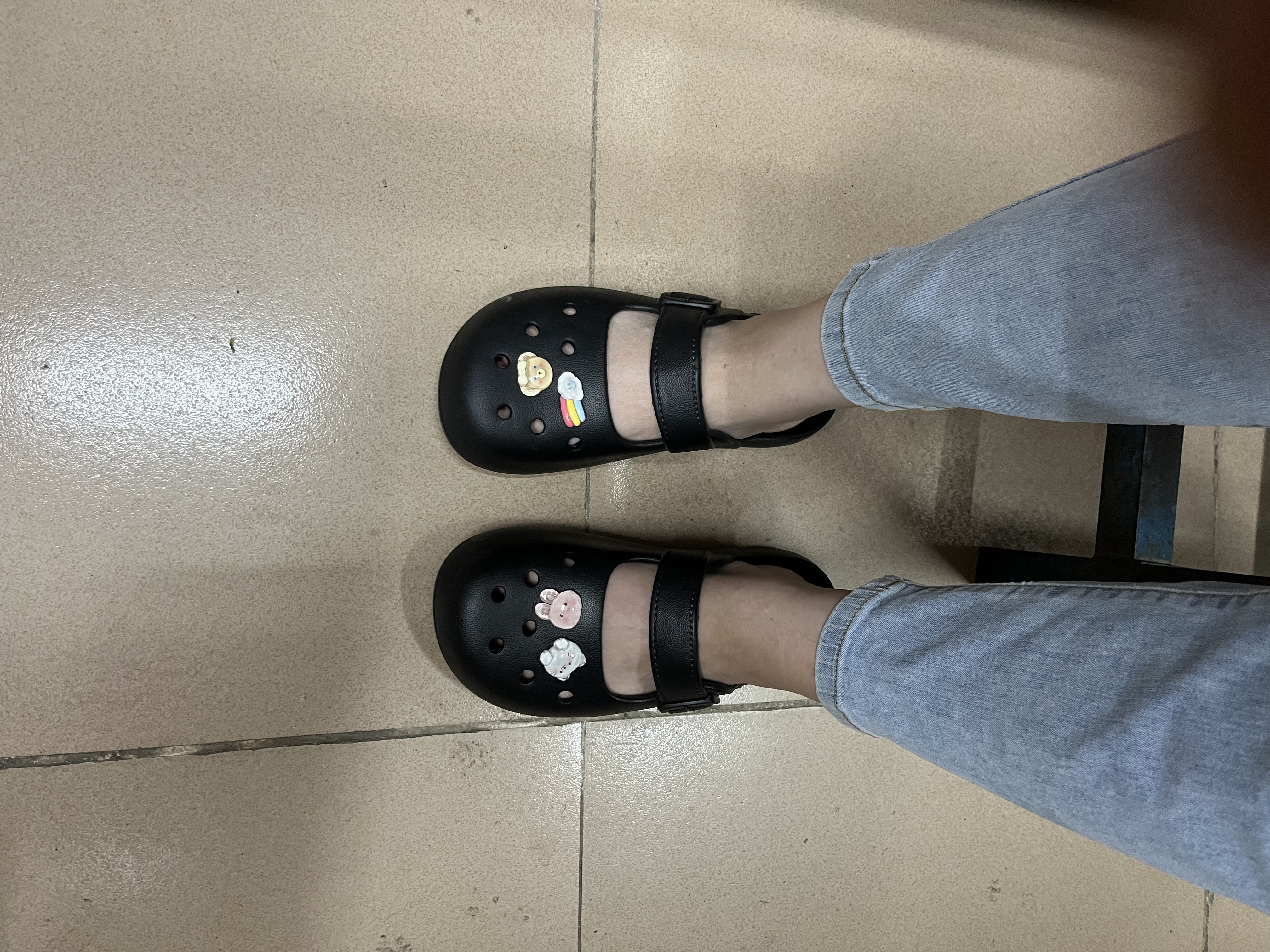 朴西夏季溯溪博肯玛丽珍甜美女士洞洞鞋外穿沙滩海边 珍珠黑 35-36 实拍图