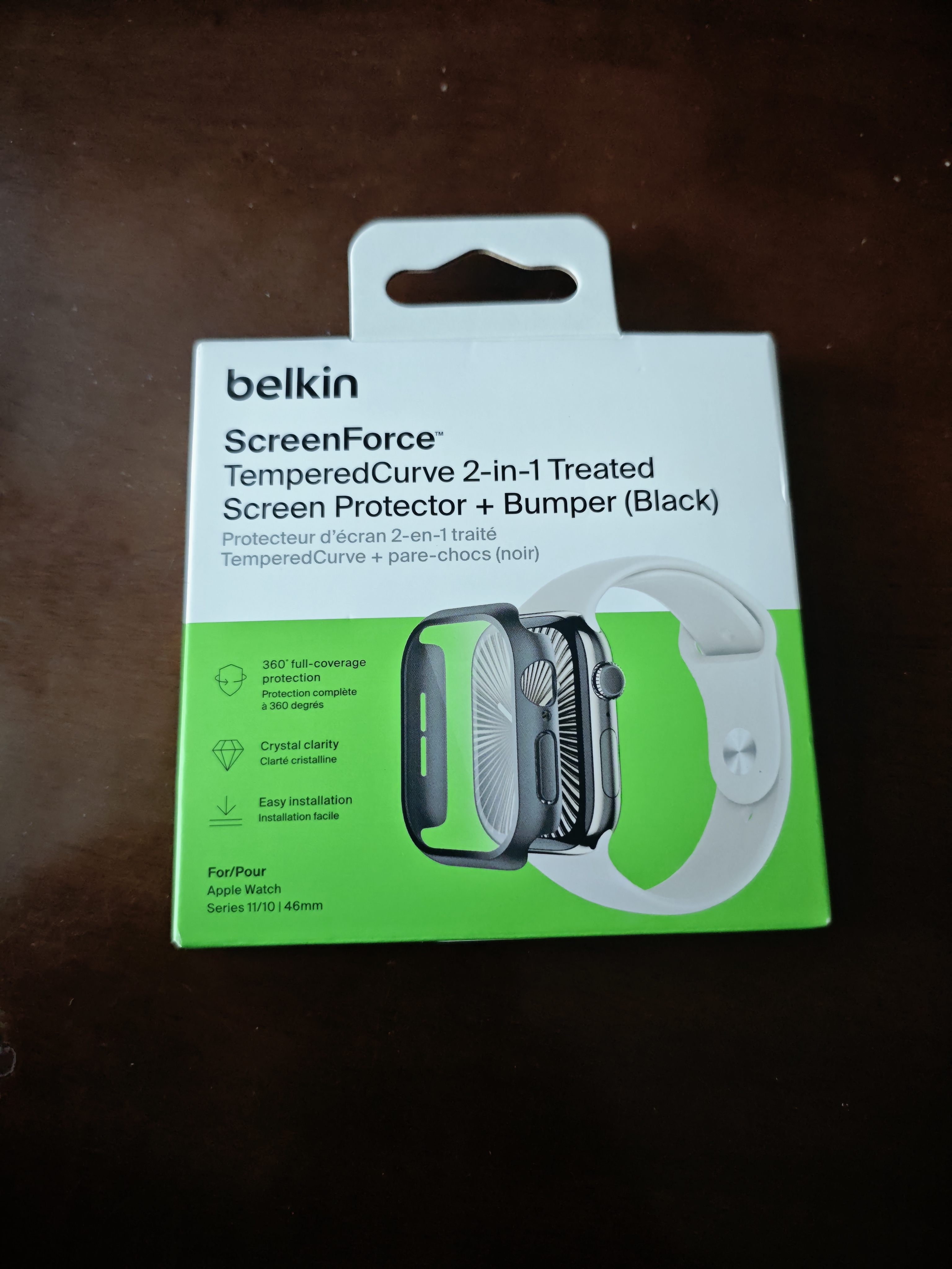 贝尔金（BELKIN）适用苹果手表全包透明保护壳 AppleWatch S11保护膜 S10钢化膜全包二合一  适用46mm款 黑色 实拍图