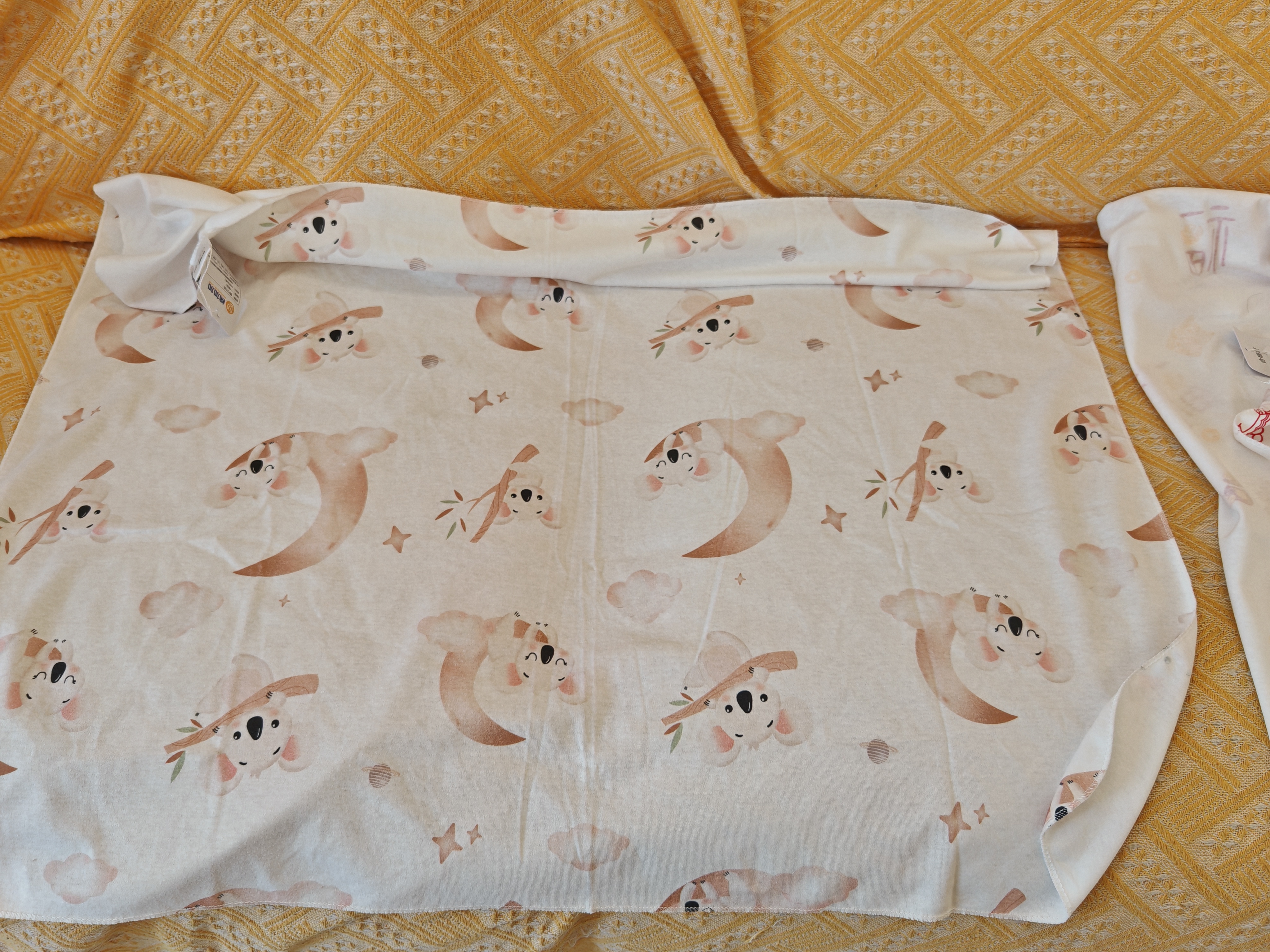 棉加加（Cotton++）2条婴儿包单春秋冬夏新生儿纯棉a类宝宝包巾抱被空调房待产包裹 马上有钱+考拉【A类100%纯棉】2条 85*85cm【产房必备】 实拍图