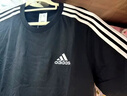 adidas纯棉休闲三条纹针织运动圆领正肩短袖T恤上衣男夏阿迪达斯   黑色/白   2XL 实拍图