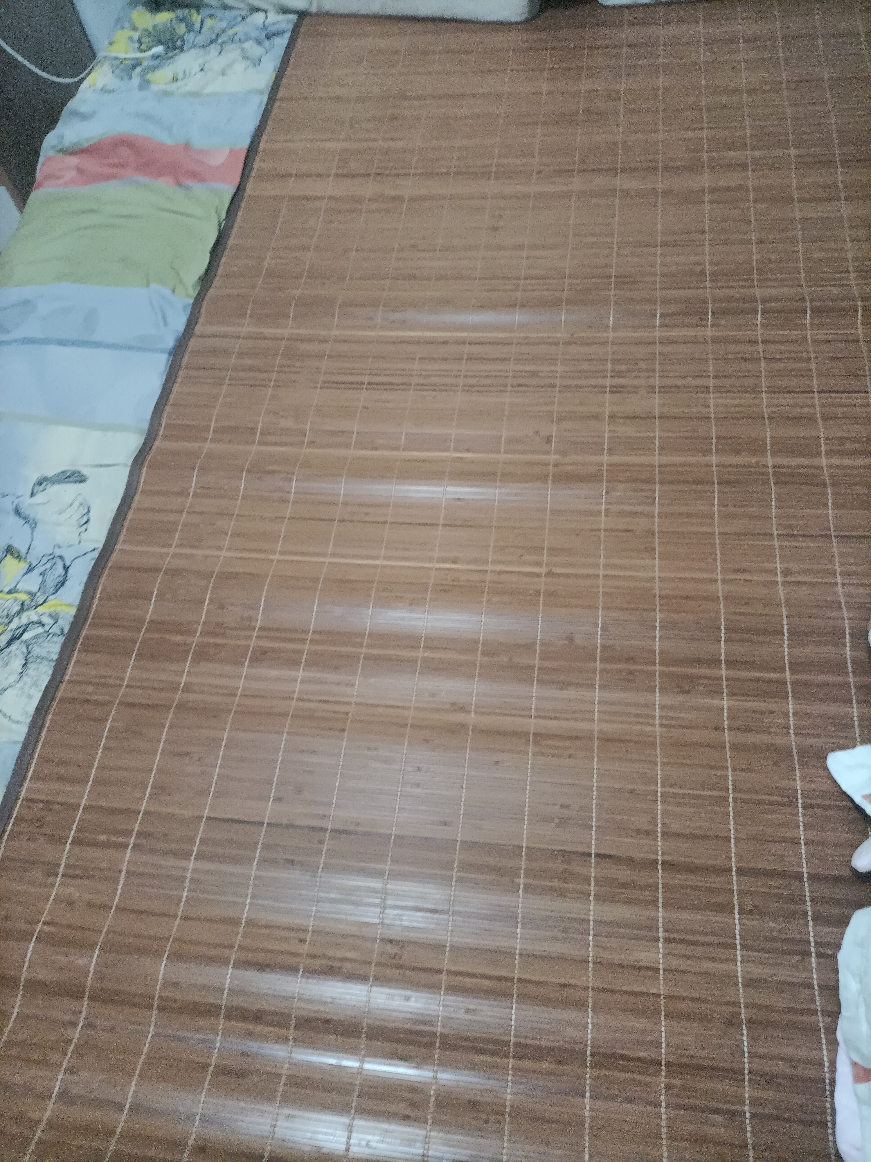 竹席凉席家用冰丝席夏季裸睡学生宿舍单人双面可折叠两用空调席子 楠竹清墨席(配冰丝枕套，枕套随机) 180*200cm(适用1.8米床) 实拍图