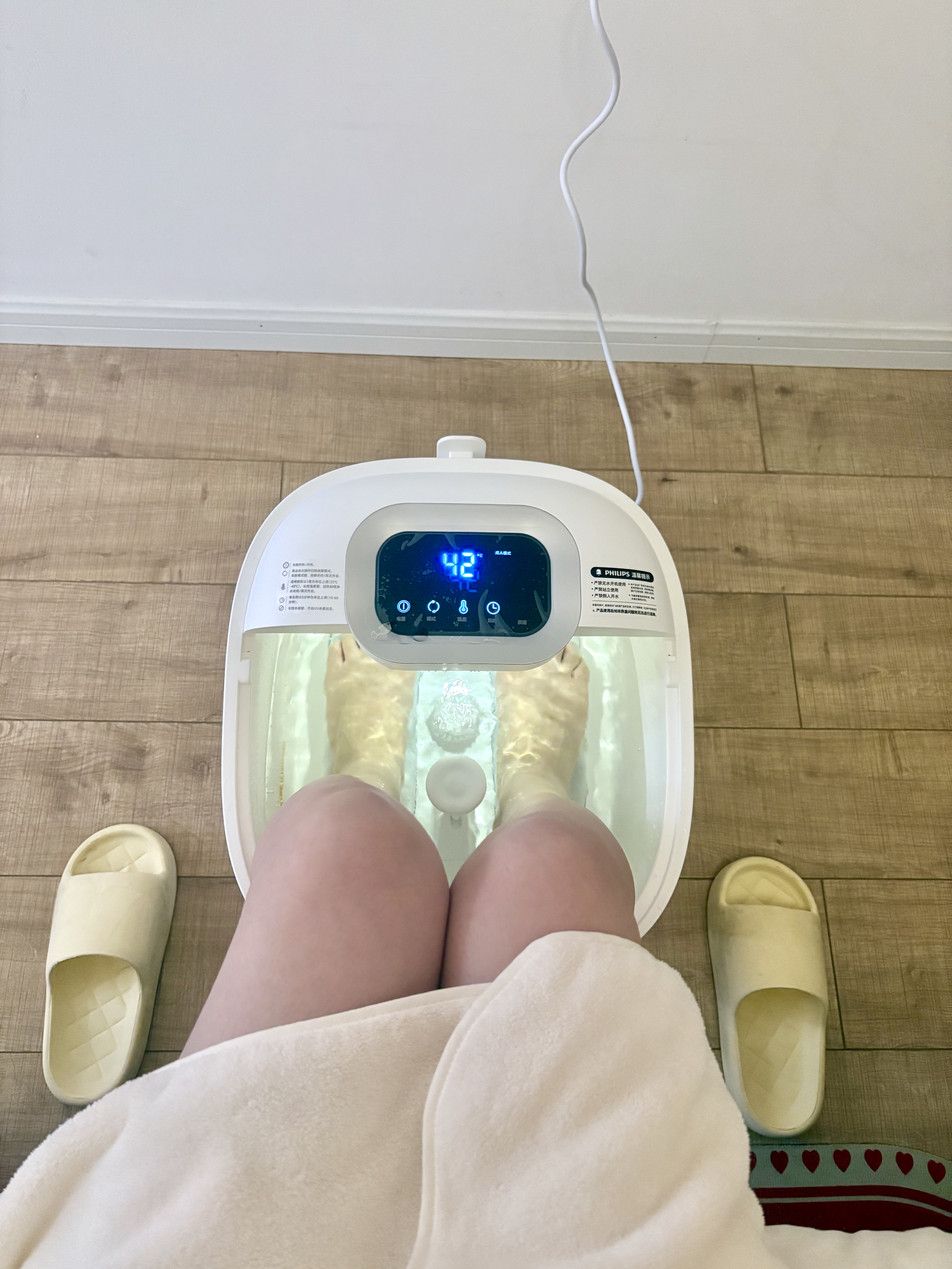 飞利浦（PHILIPS）泡脚桶躺泡免洗电动按摩足浴盆UV杀菌小白桶智能恒温加热软胶泡脚盆3222F 【三伏】七夕情人节礼物 实拍图