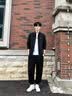 罗蒙（ROMON）外套夹克男士秋季潮流商务休闲棒球服立领上衣男装KJ11黑XL 实拍图