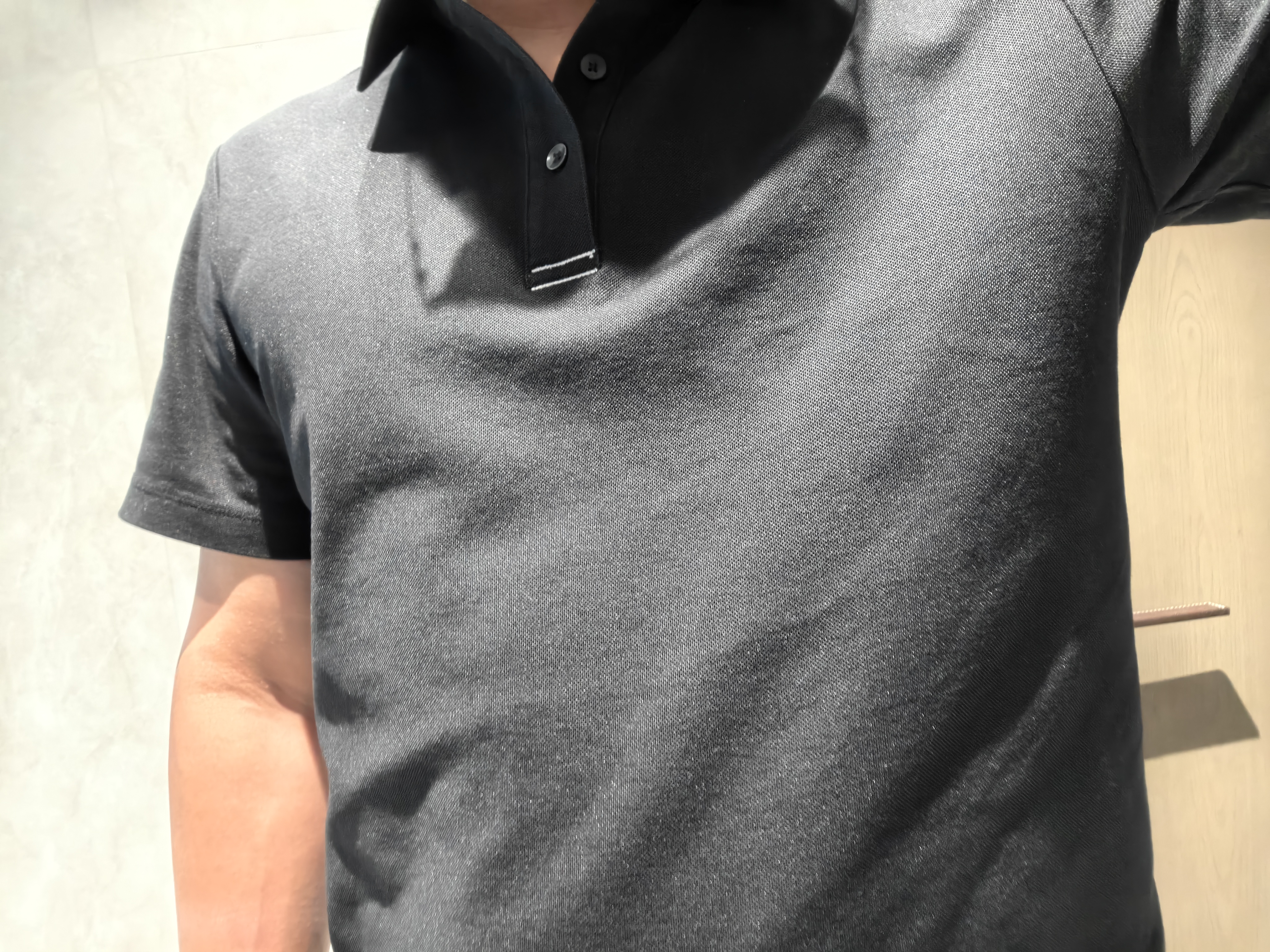 拇指白小T【冰玉POLO衫】凉感抑菌男女士短袖夏商务翻领休闲 墨黑 XL 实拍图