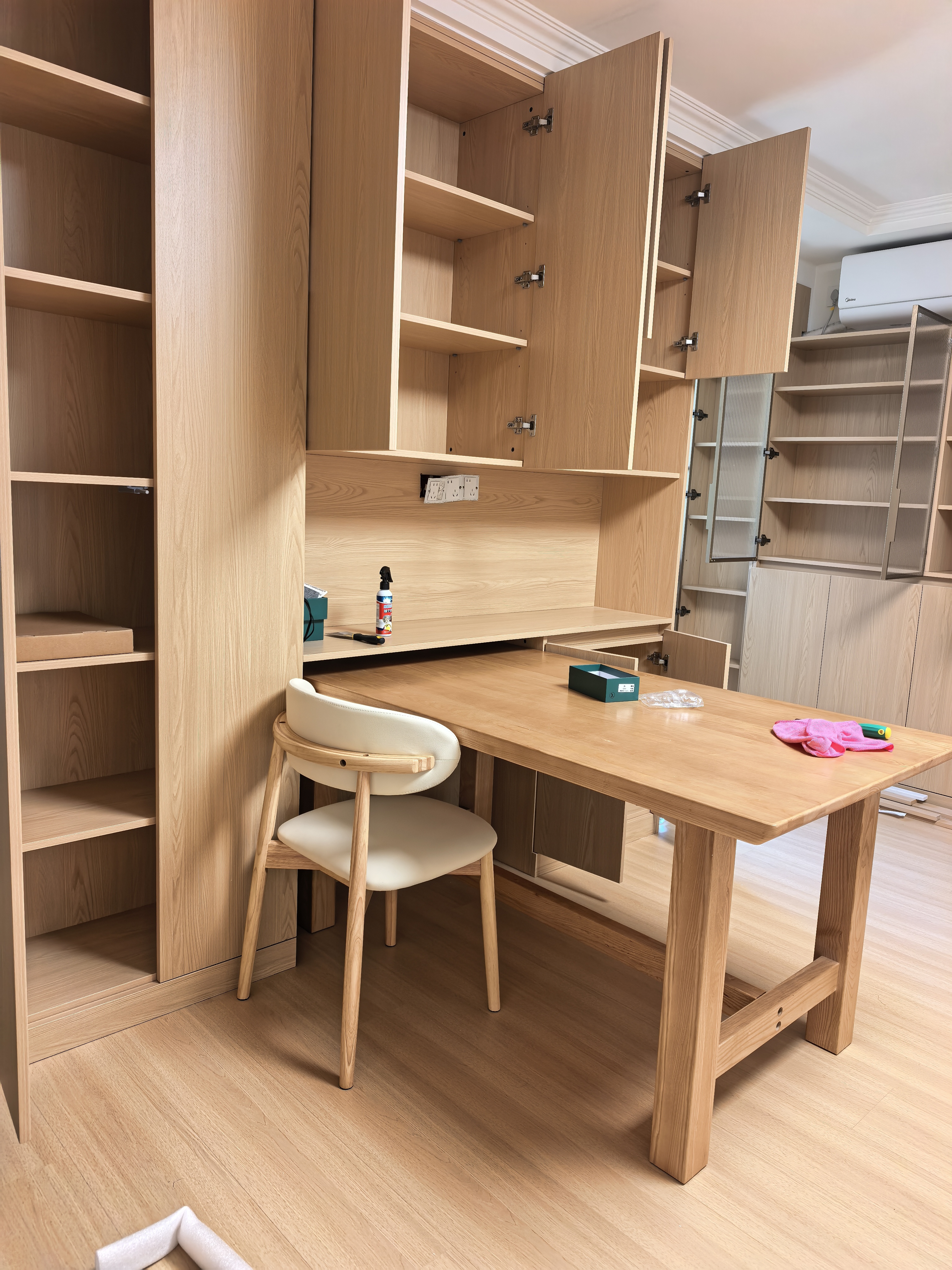 椅子餐椅全实木餐厅椅家用餐桌靠背椅网红皮凳子北欧现代酒店歺椅 原木色+米白猫抓皮（自己安装） 实拍图