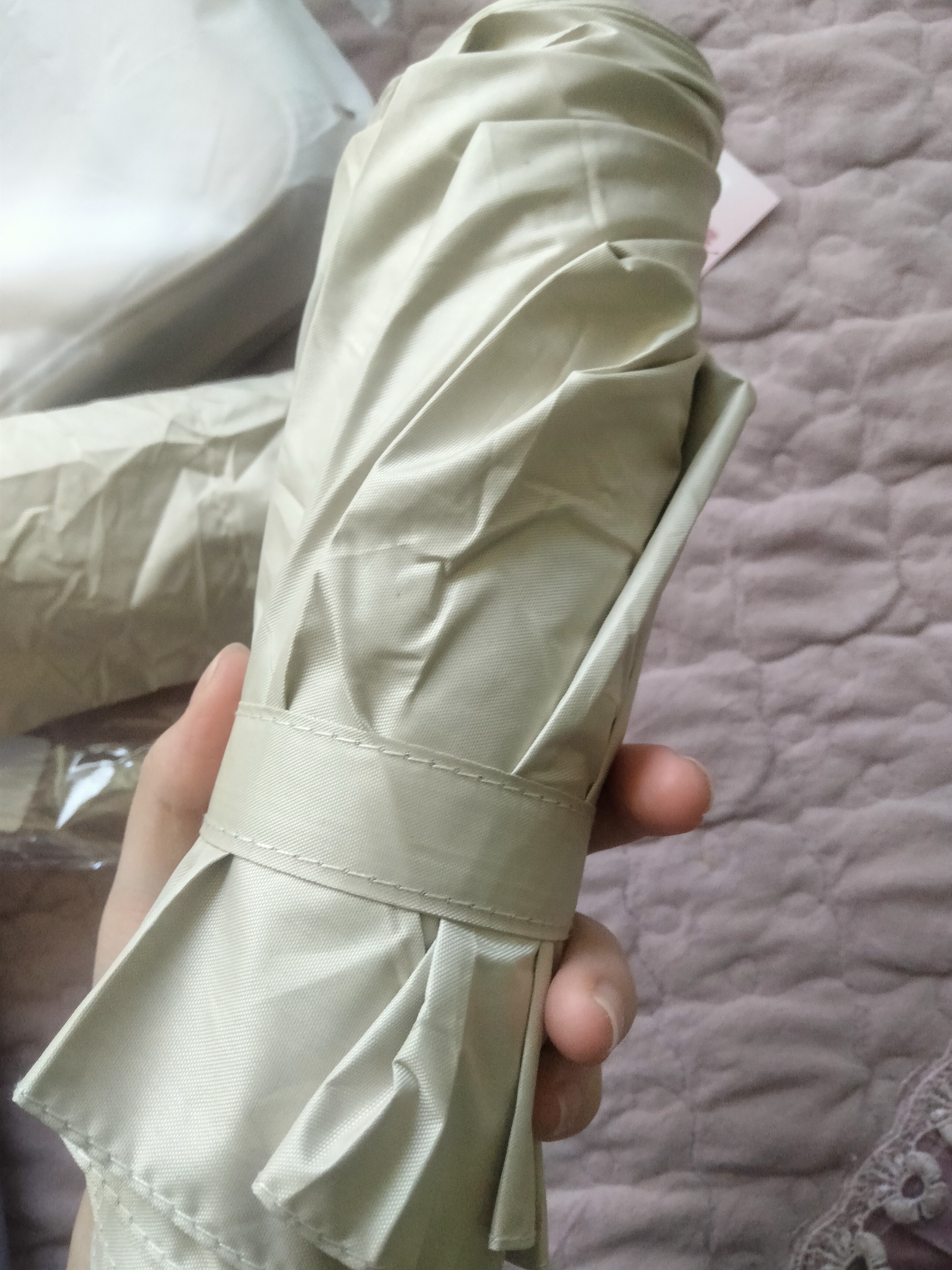 全自动雨伞加固加厚结实抗风大号防晒遮阳伞男女折叠晴雨伞太阳伞 【96骨】加固晴雨伞 -米色 实拍图