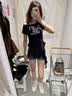 美式辣妹翻边牛仔短裤女夏季大码胖mm设计感紧身显瘦a字超短热裤 YDNZ-A08 深蓝色 XS 实拍图
