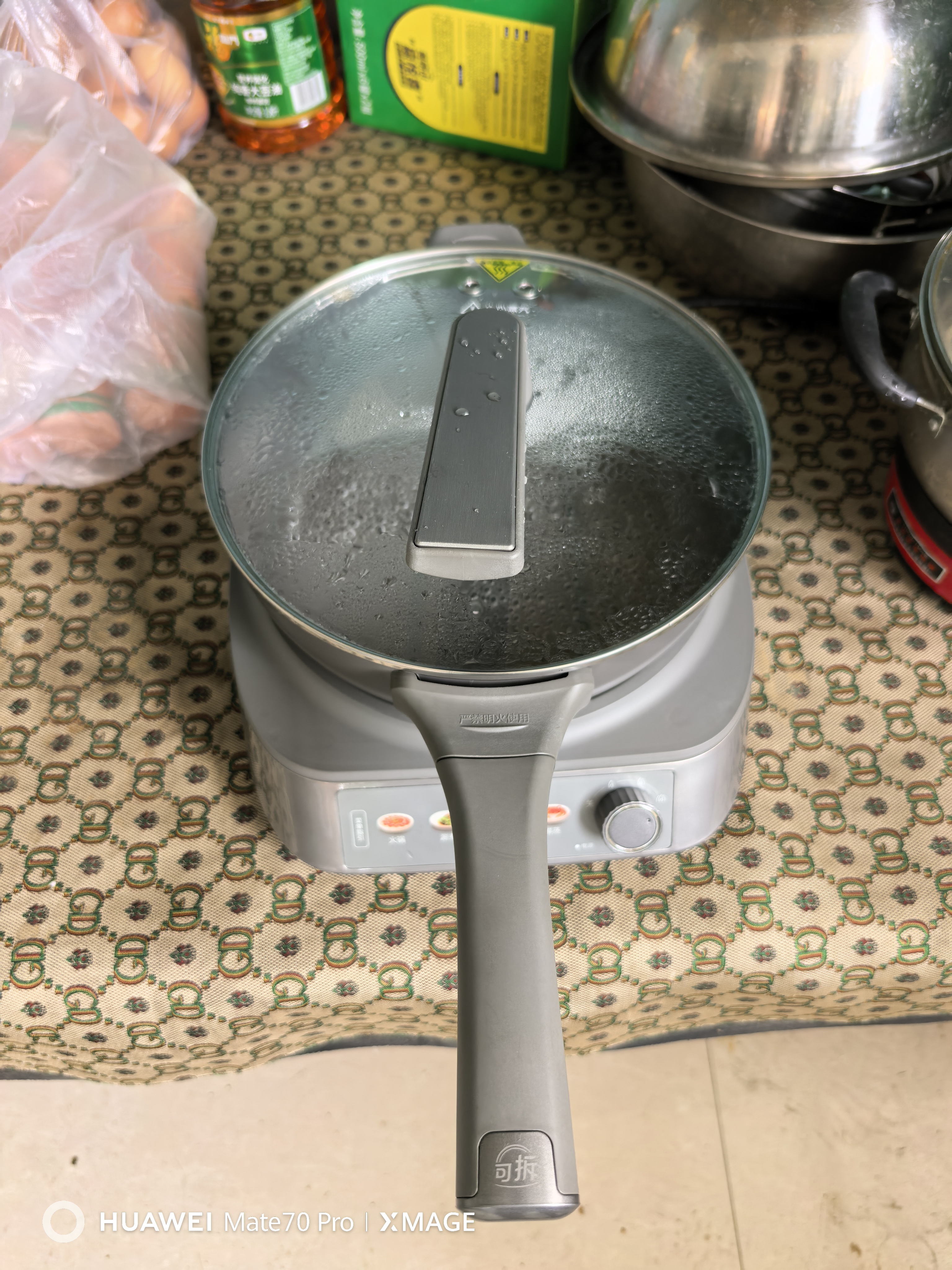 美的（Midea）0氟钛陶电炒锅 电蒸锅 分体式电煮锅蒸煮炒多功能一体4.3L炒菜专用锅电火锅 煎锅 HCG2818S配蒸笼 实拍图