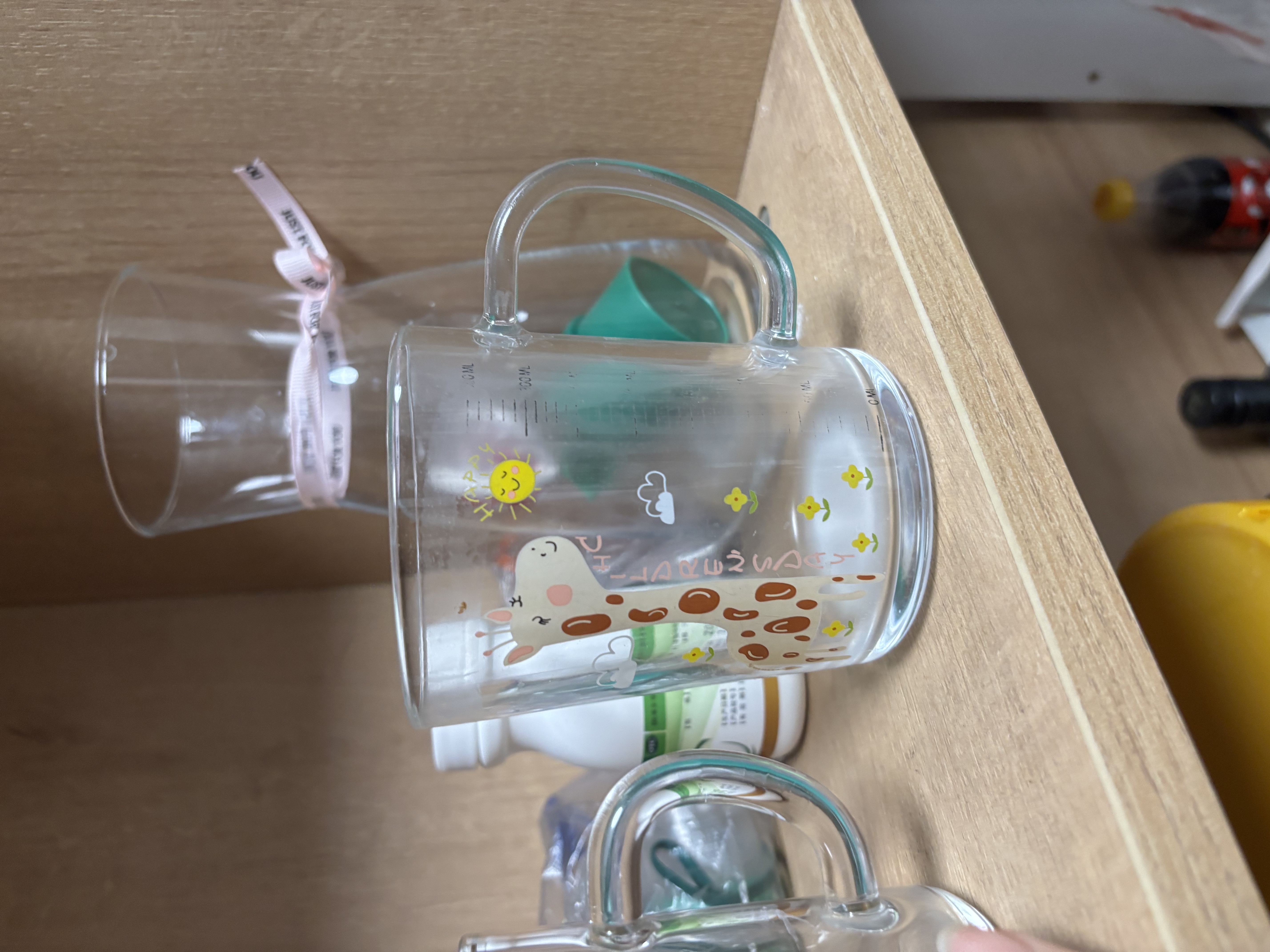 富光玻璃杯家用儿童牛奶杯子带刻度吸管水杯男女宝宝冲泡奶粉杯带把手 实拍图