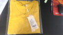 艾路丝婷新款短袖T恤女V领上衣纯色打底体恤TX3560 黄色 160/84A/M 实拍图
