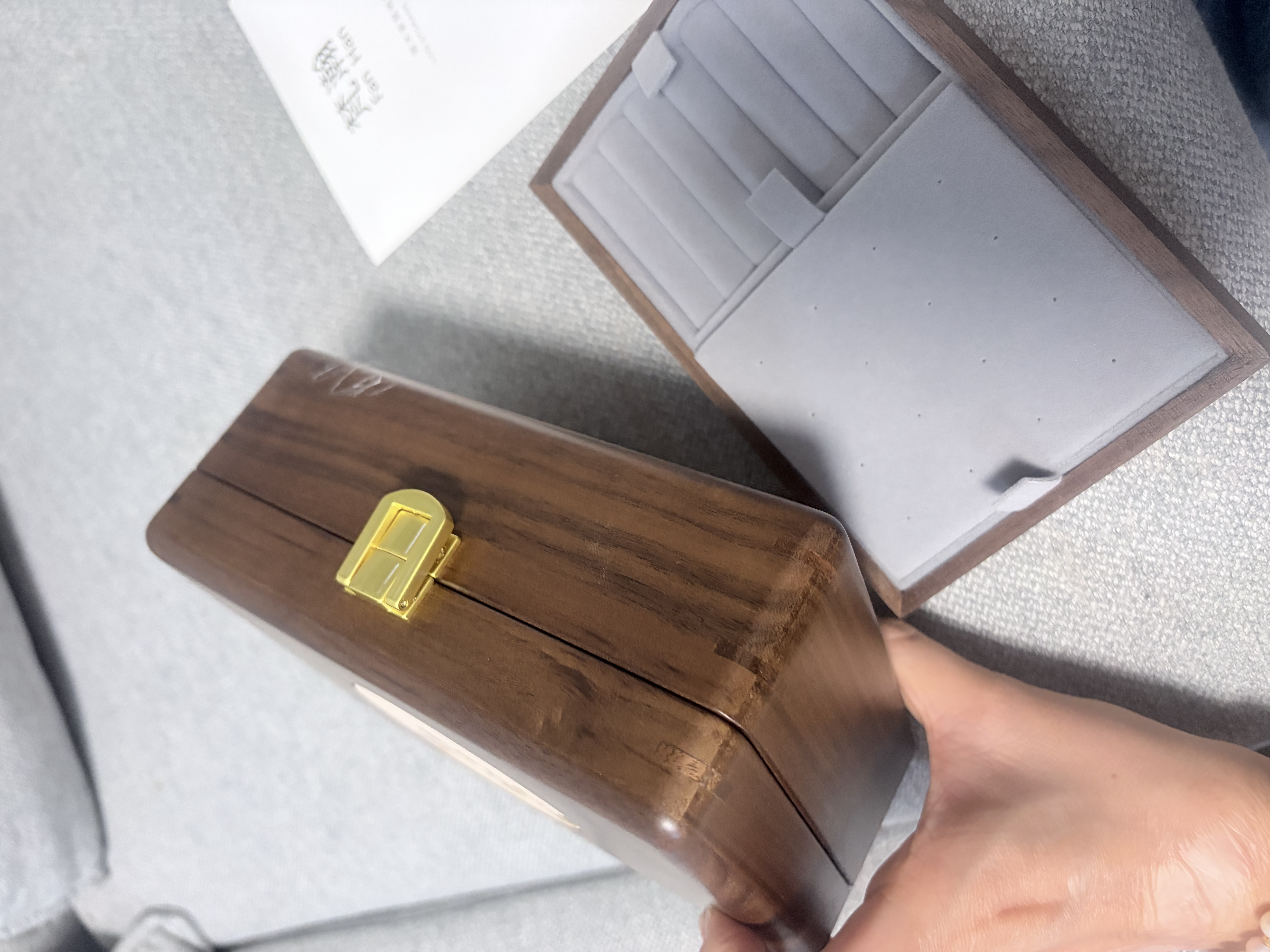 梵瀚黑胡桃木首饰盒陶瓷饰品收纳盒双层榫卯工艺便携送礼分区收纳女生 实拍图