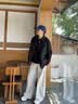 名创优品（MINISO）美式飞行夹克男士秋冬新款潮牌宽松休闲工装棉服外套男大码派克服 【斜纹拼色夹克】黑色 -秋款 XL /180(体重140-160斤) 实拍图